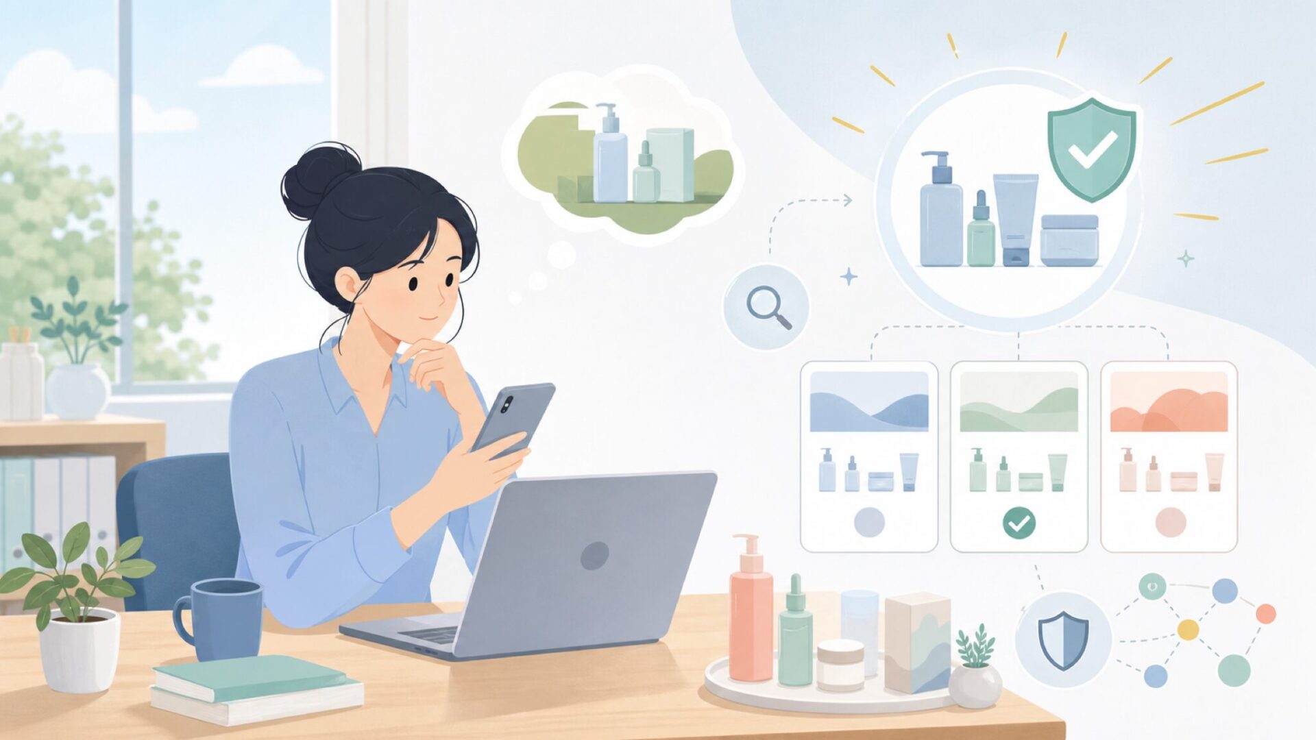 BYOMAはイギリス生まれのスキンケアブランドを表すイラスト