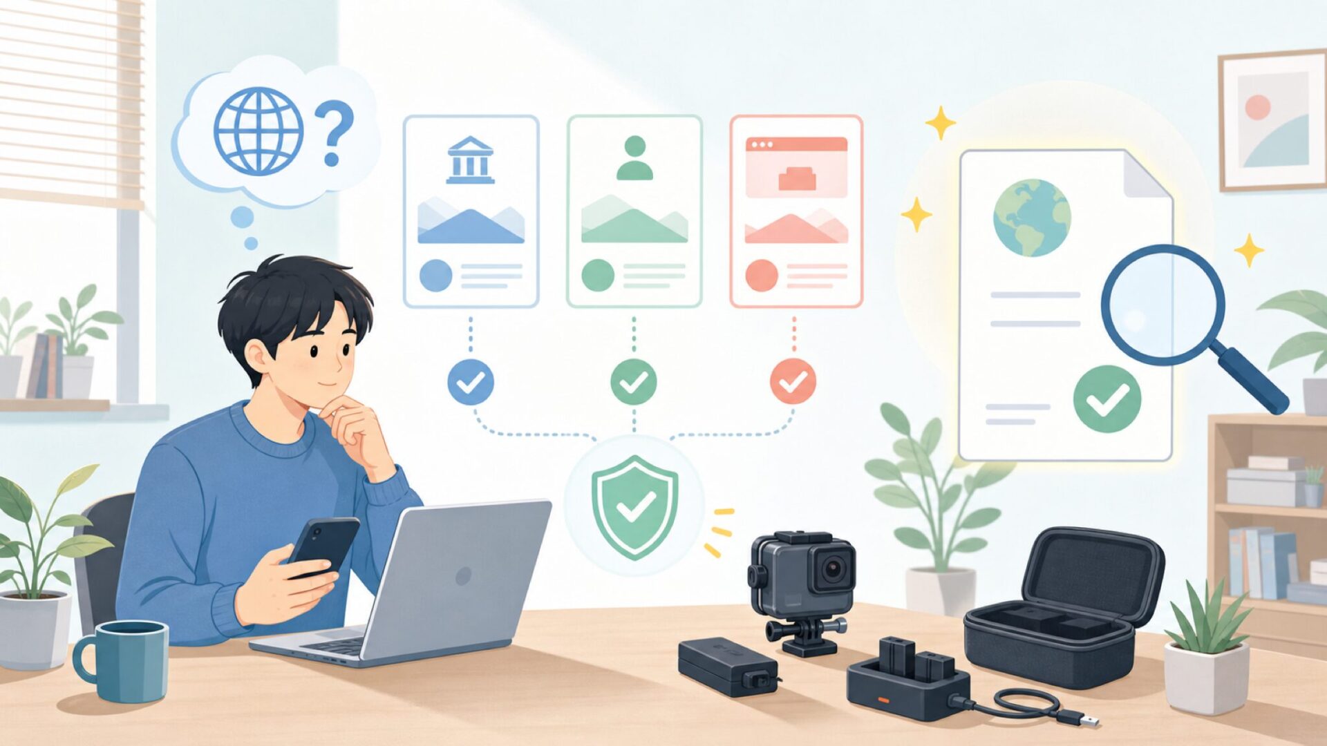 TELESINはどこの国？企業の素顔を一次情報で確かめてみたを表すイラスト
