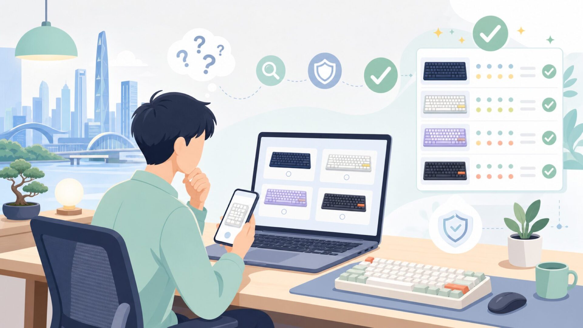 MonsGeekは中国・深圳を拠点とするキーボードブランドを表すイラスト