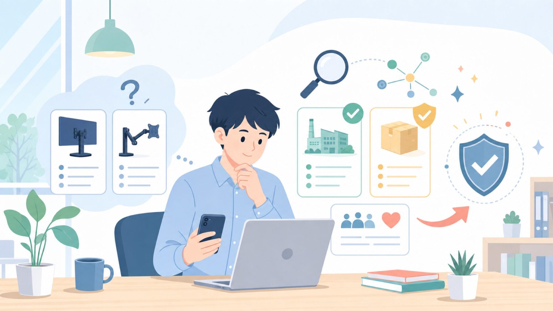 FITUEYESの本社と設立の経緯を表すイラスト