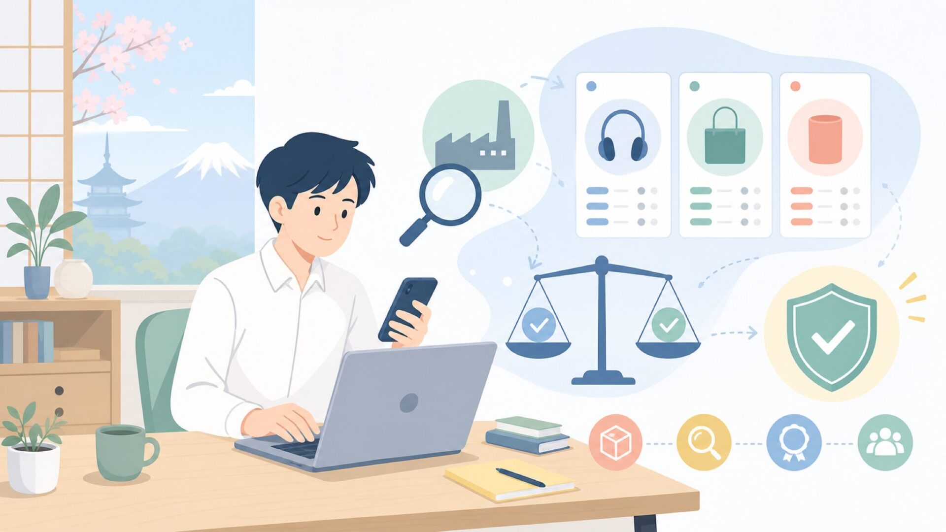 「謎ブランド」と呼ばれる中国系メーカーの見極め方を表すイラスト