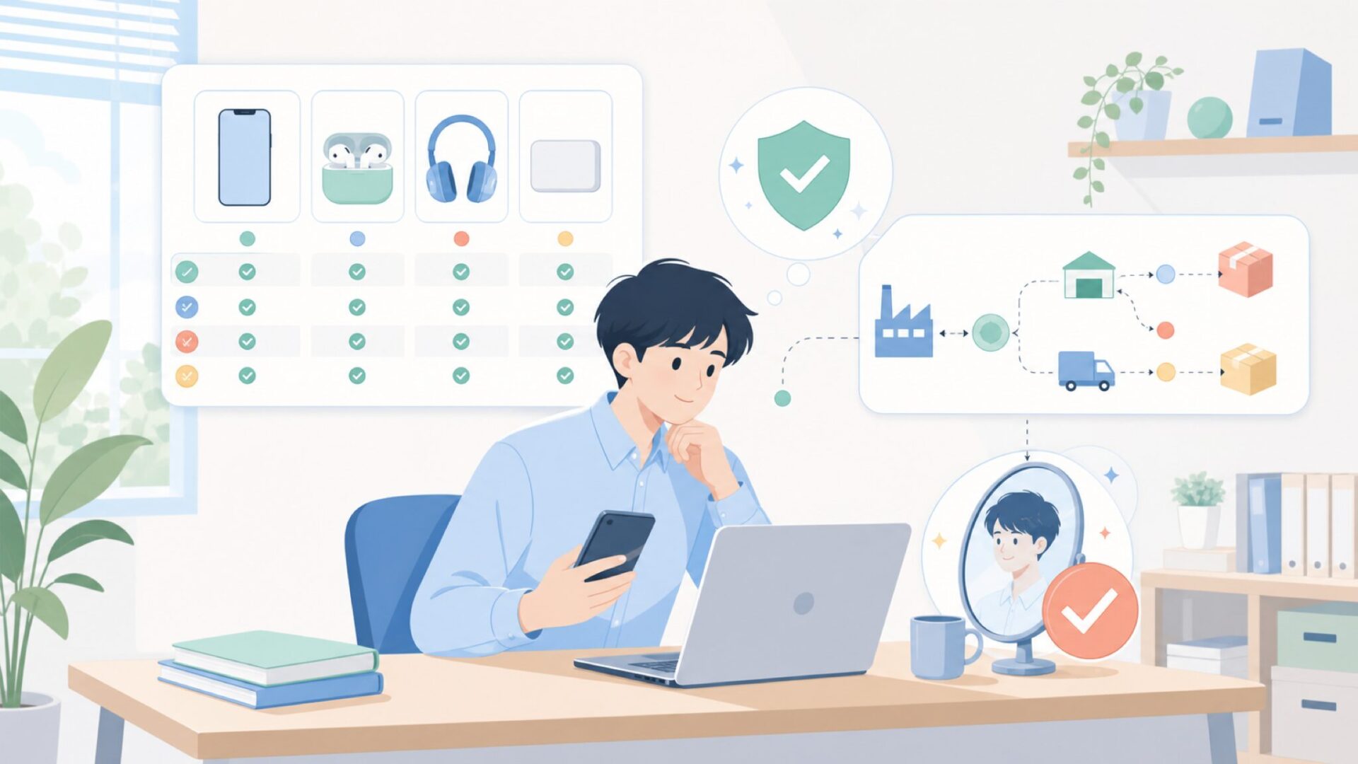 KUXIUの実体を裏づける運営とラインナップを表すイラスト