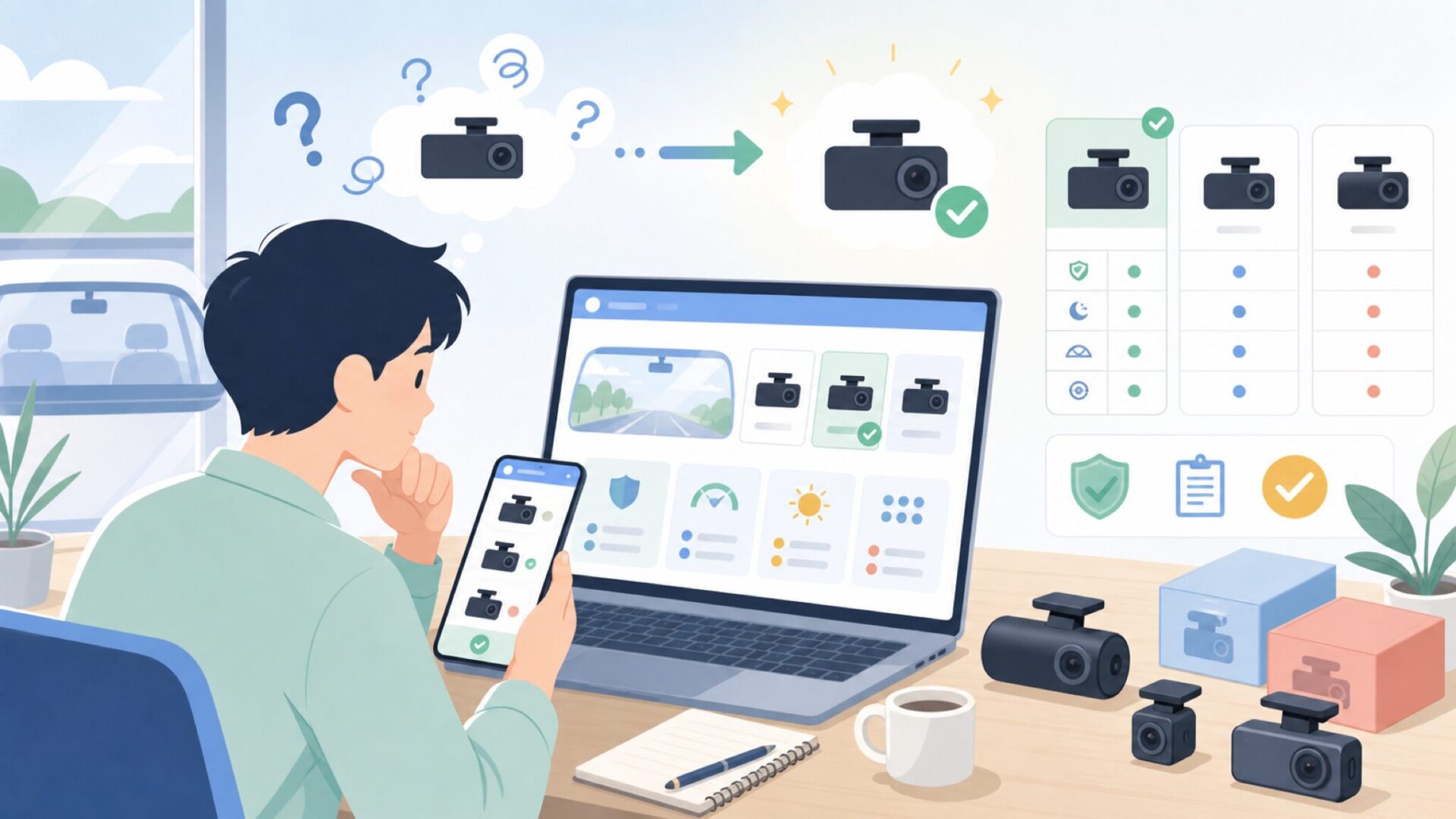 IIWEYのドライブレコーダーはどんな製品？ラインナップと特徴を表すイラスト