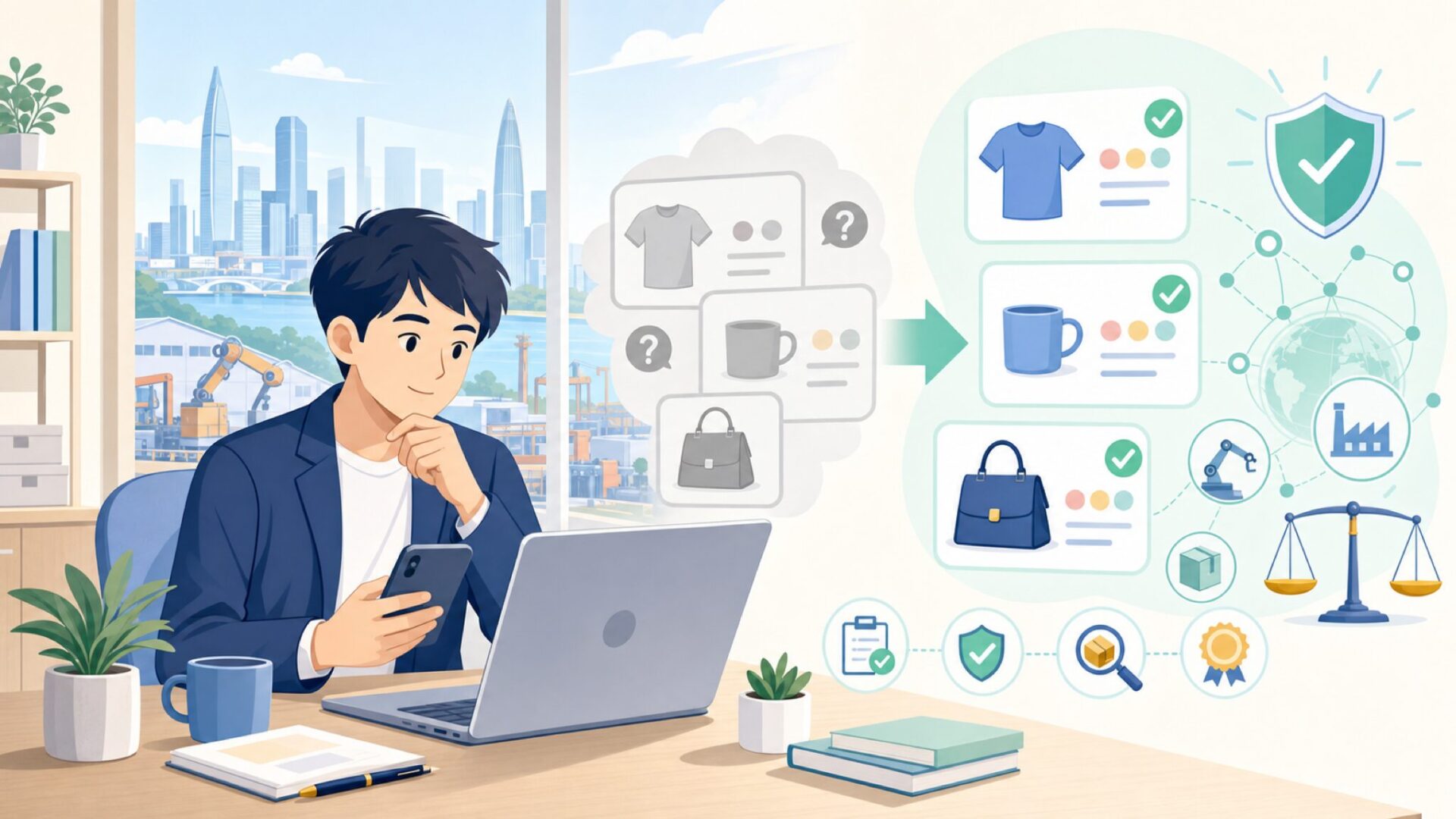 製造拠点「深セン」を知ると中国製の見え方が変わるを表すイラスト
