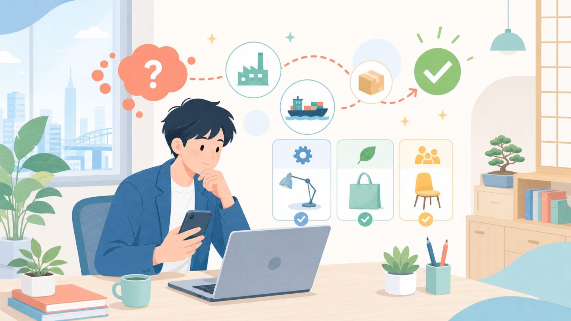 なぜ深セン発なのか？安さに合理的な理由があるを表すイラスト