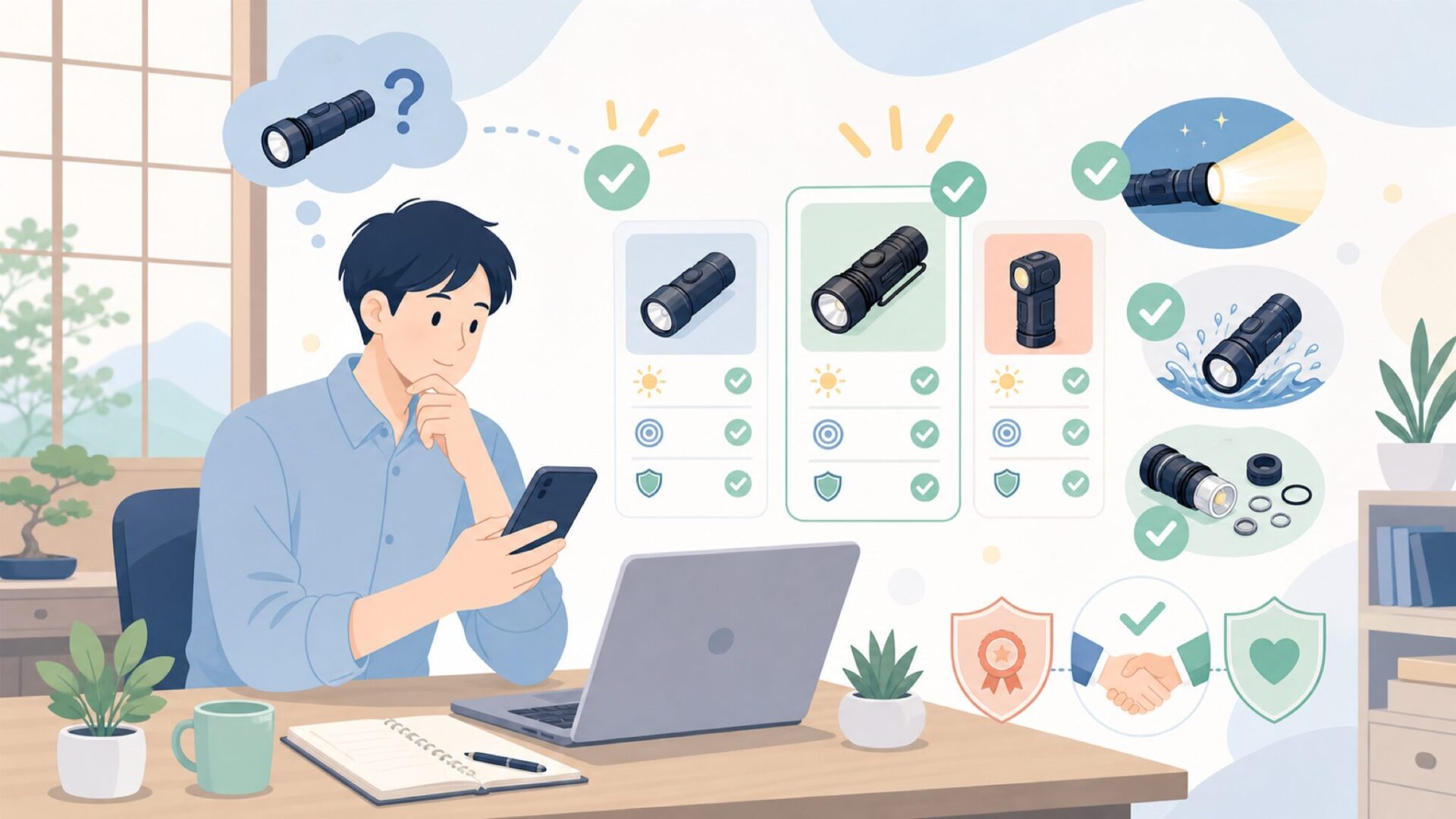 懐中電灯専業メーカーとしてのWUBENの実力を表すイラスト
