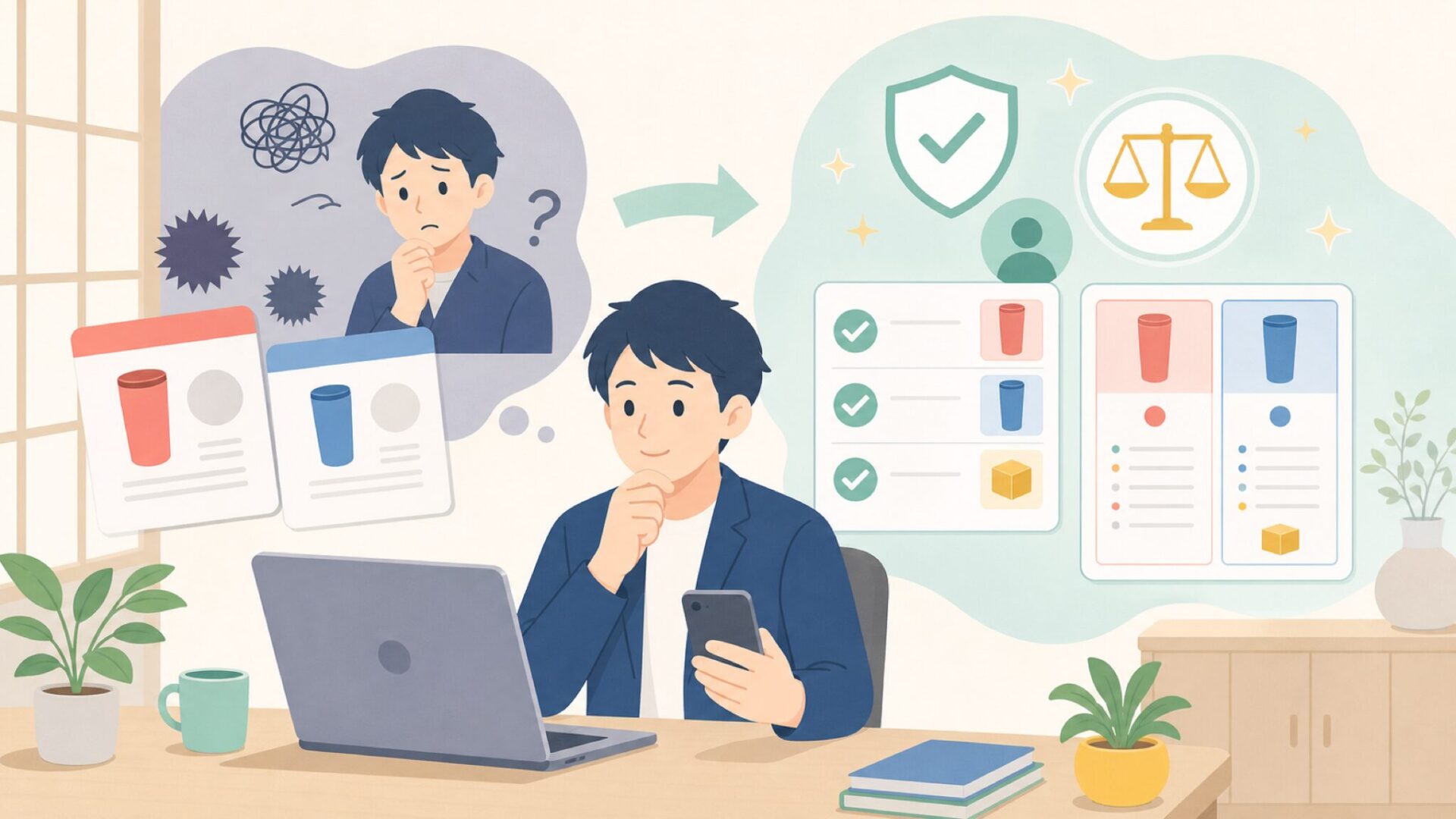 CAMECHOがここまで安い理由と「安かろう悪かろう」の真相を表すイラスト