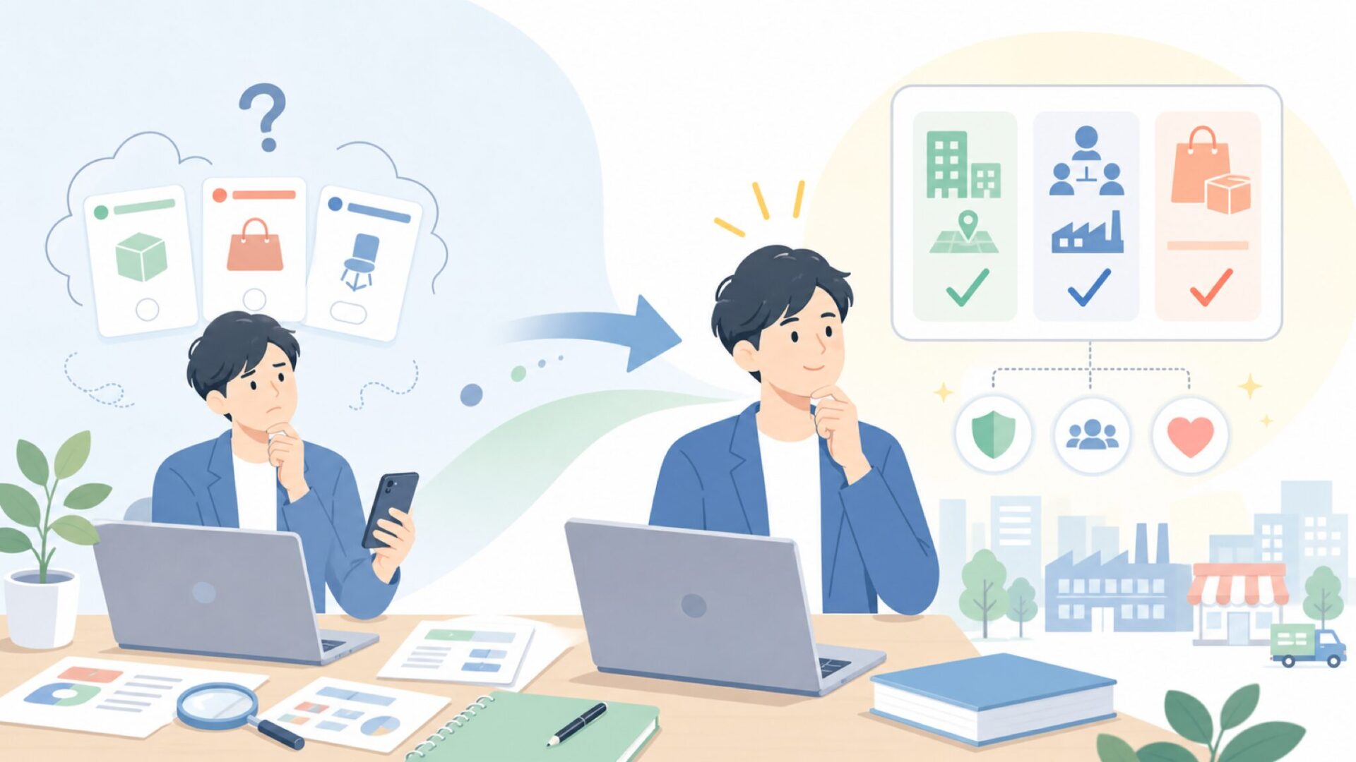 株式会社T.M.Yとはどんな会社か(会社案内の読み解き方)を表すイラスト