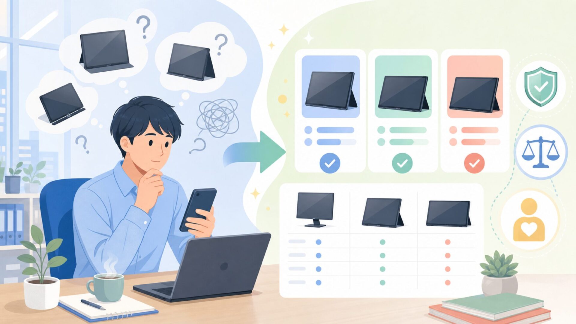 ZEUSLAPの製品ラインナップ — ポータブルモニター専門の実態を表すイラスト