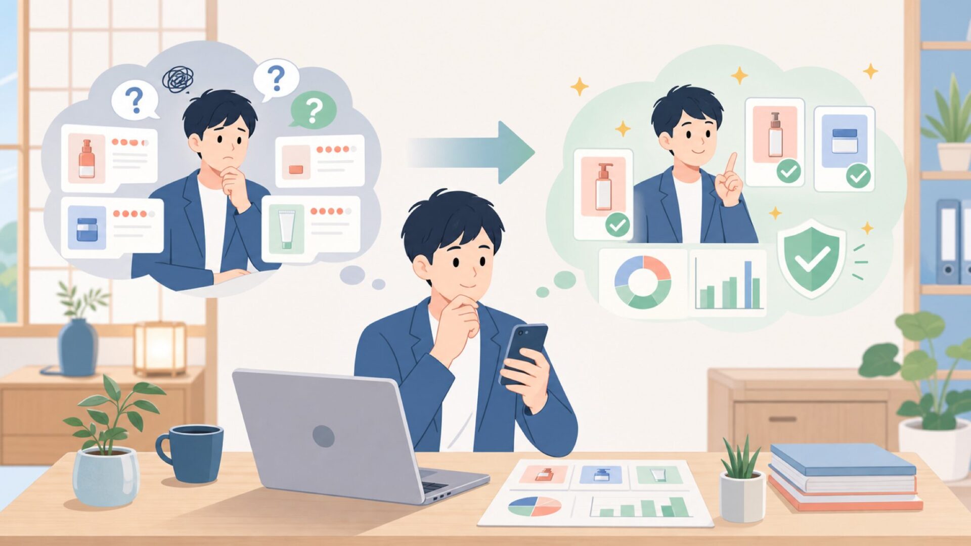 Aceeleのレビューはサクラ？信頼性を見抜く方法を表すイラスト