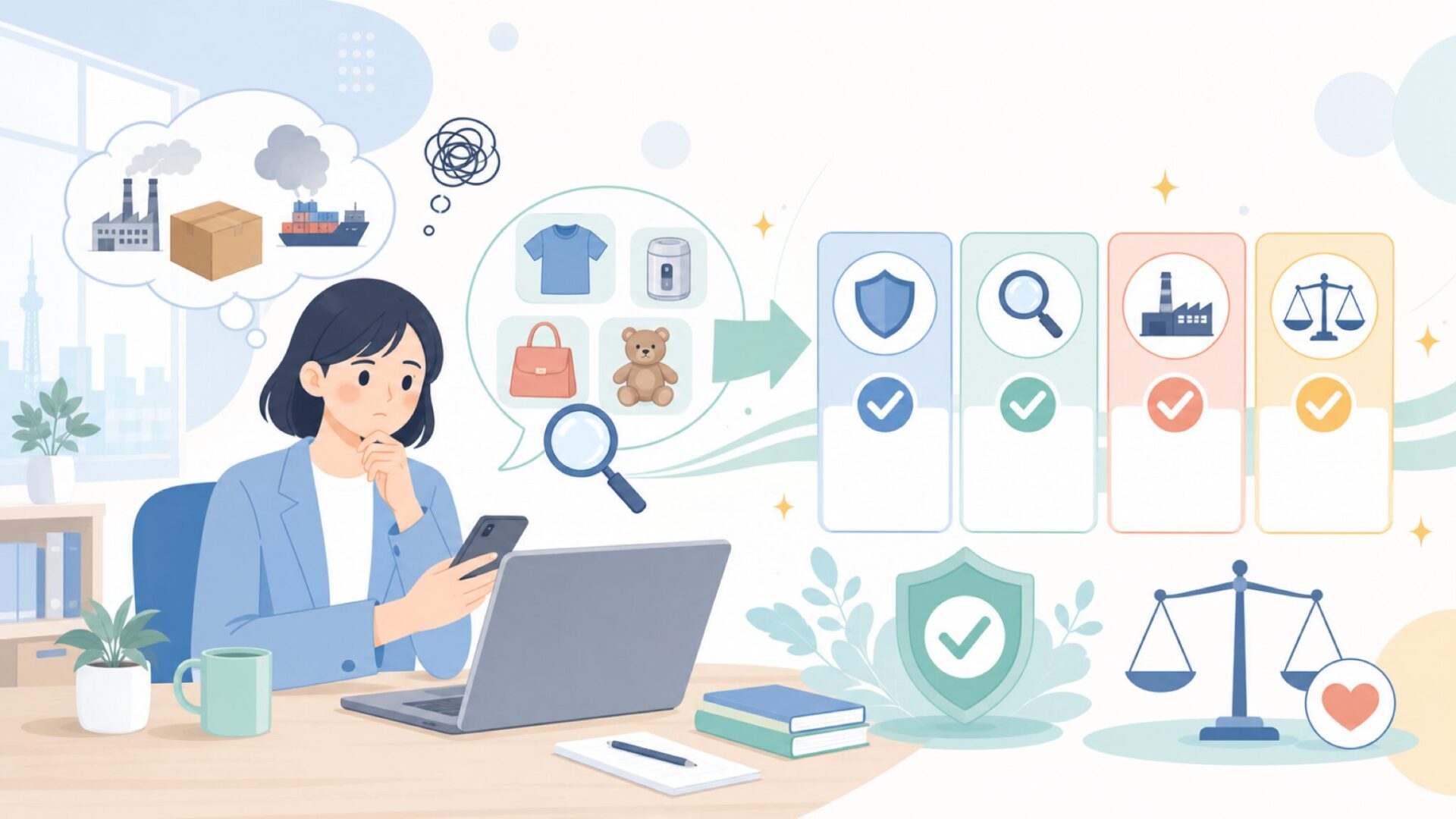 「中国製だから怖い」は本当か？安全性を左右する4つの基準を表すイラスト