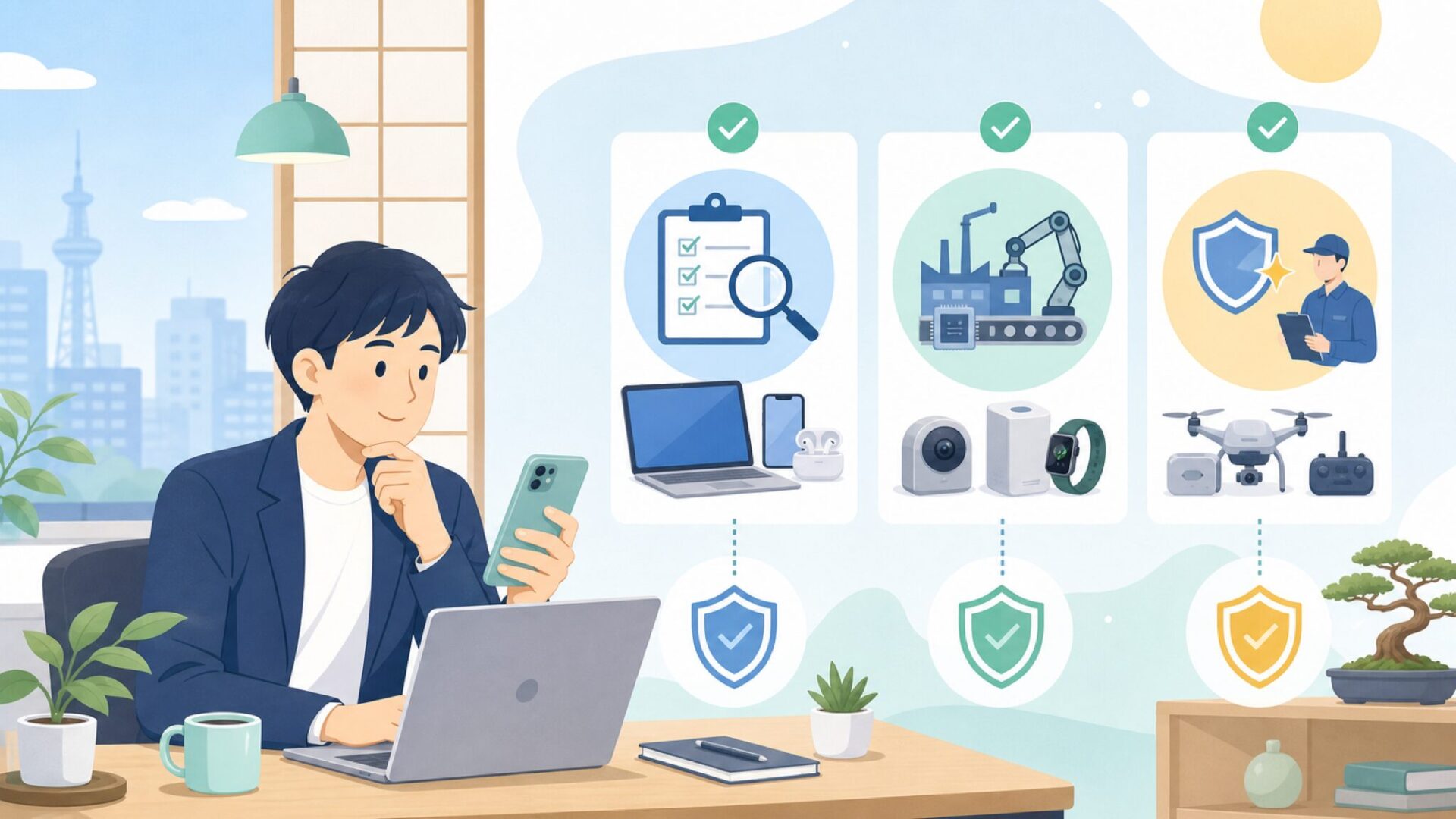 「中国製品だから不安」を払拭する3つの根拠を表すイラスト
