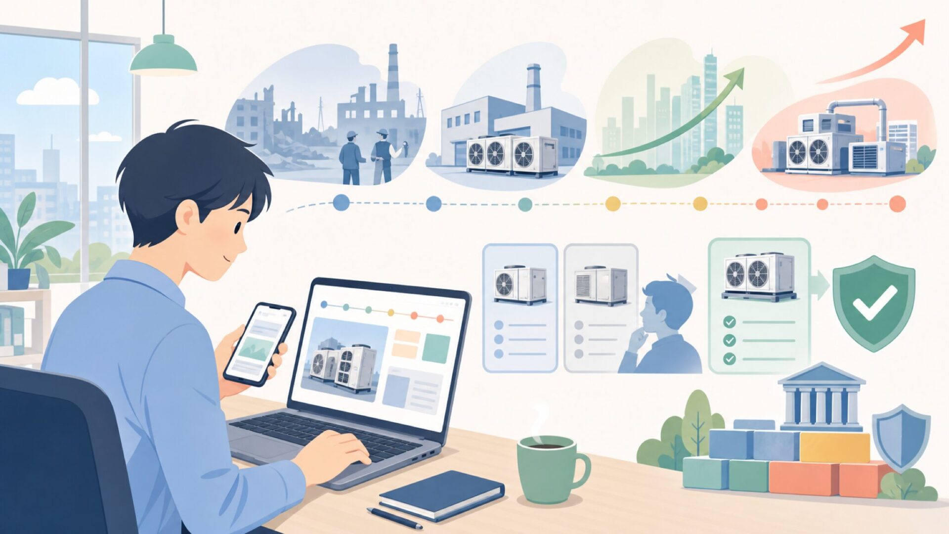 MESTEK Inc.の歩み——アメリカ東部で育った老舗HVACメーカーを表すイラスト