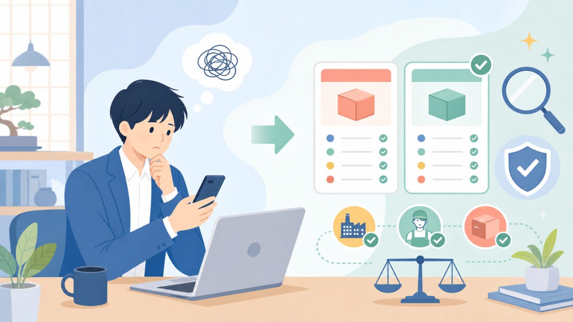 「中国製だから不安」——その気持ちに正直に向き合うを表すイラスト