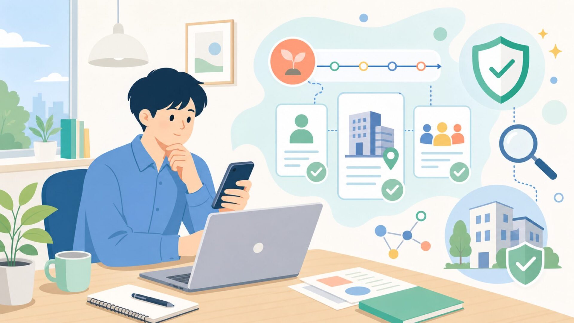 ブランドの成り立ちと運営会社の素性を表すイラスト