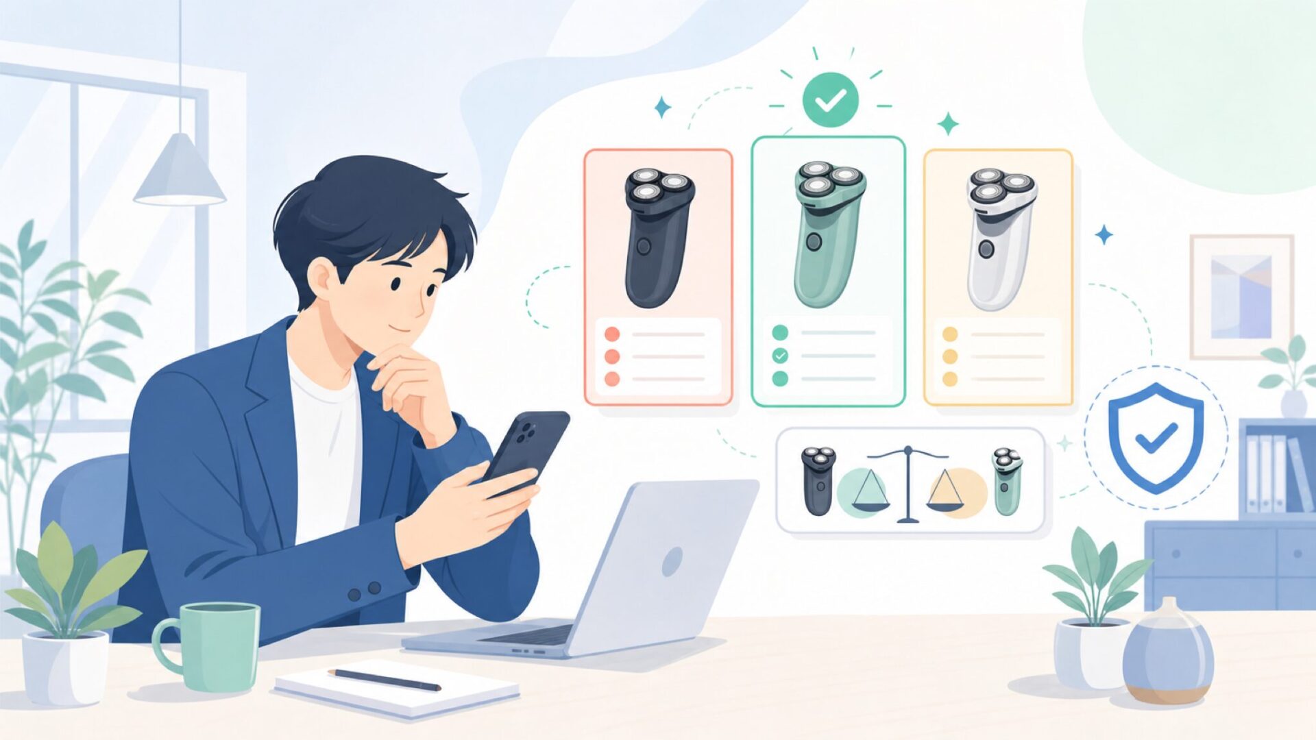 kensen HEAD SHAVERの性能を実際のスペックで確認するを表すイラスト