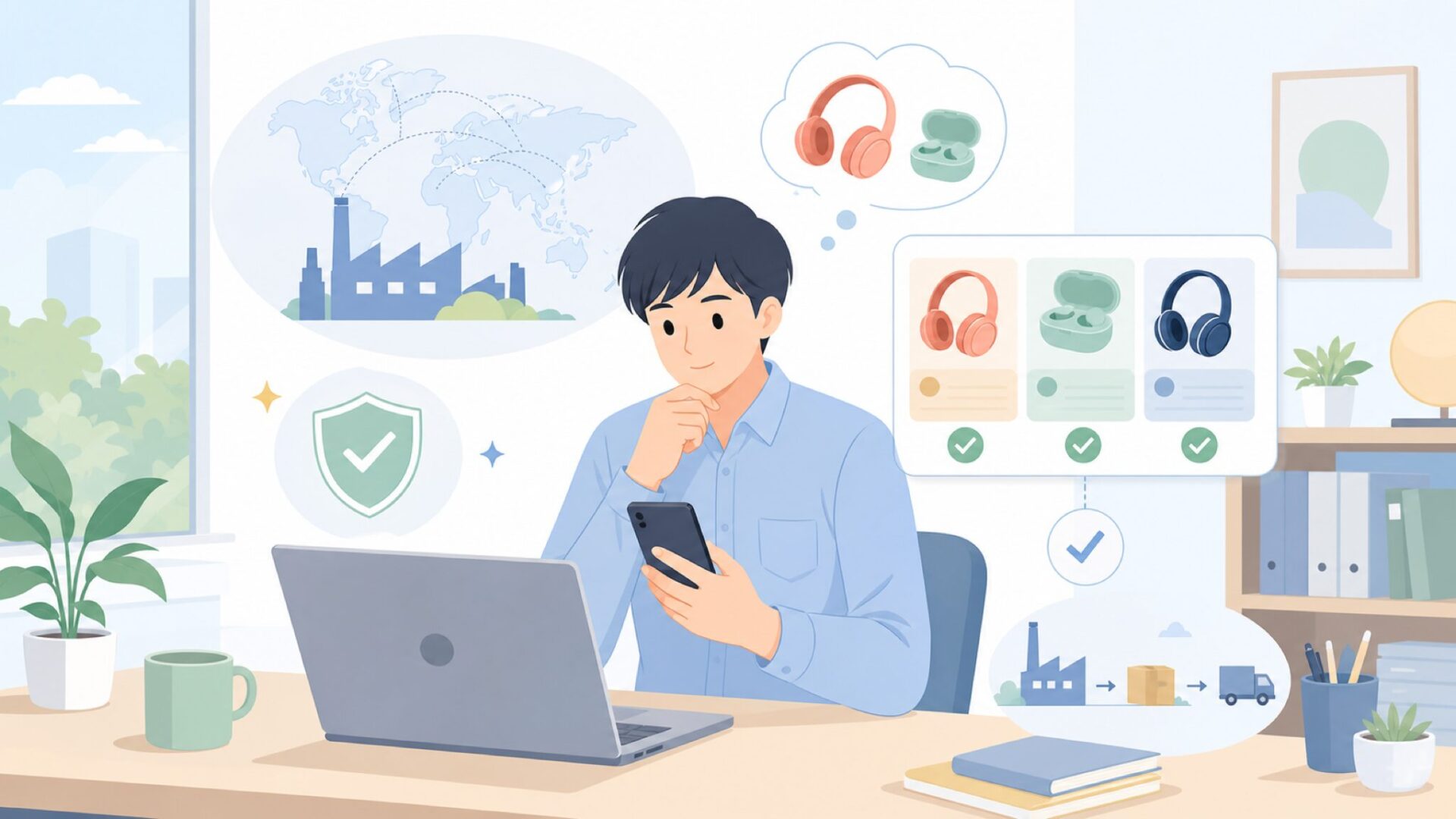 NudeAudioの製品はどこで作られているのかを表すイラスト