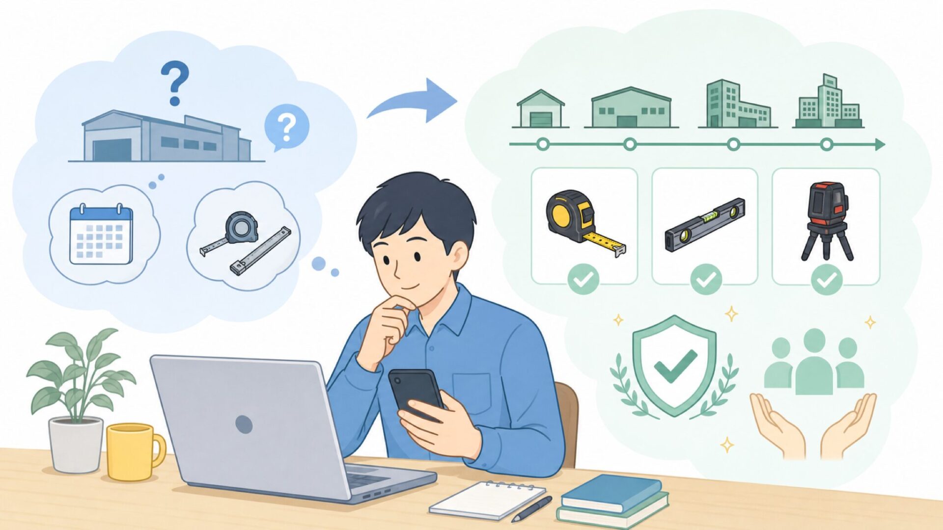 Kaproとはどんな会社?創業の歴史と「計測ひとすじ」の専門性を表すイラスト