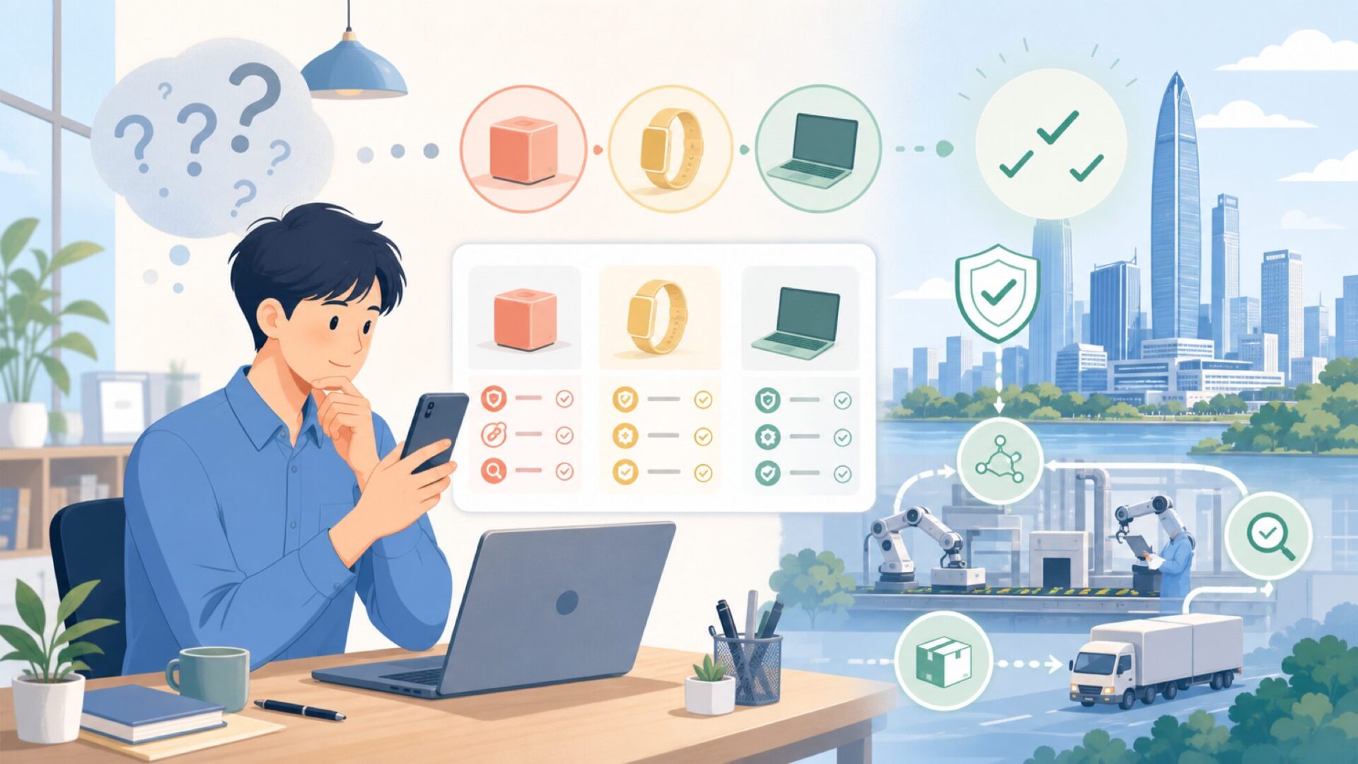 深センという都市の実態を知ると「中国製」の見方が変わるを表すイラスト