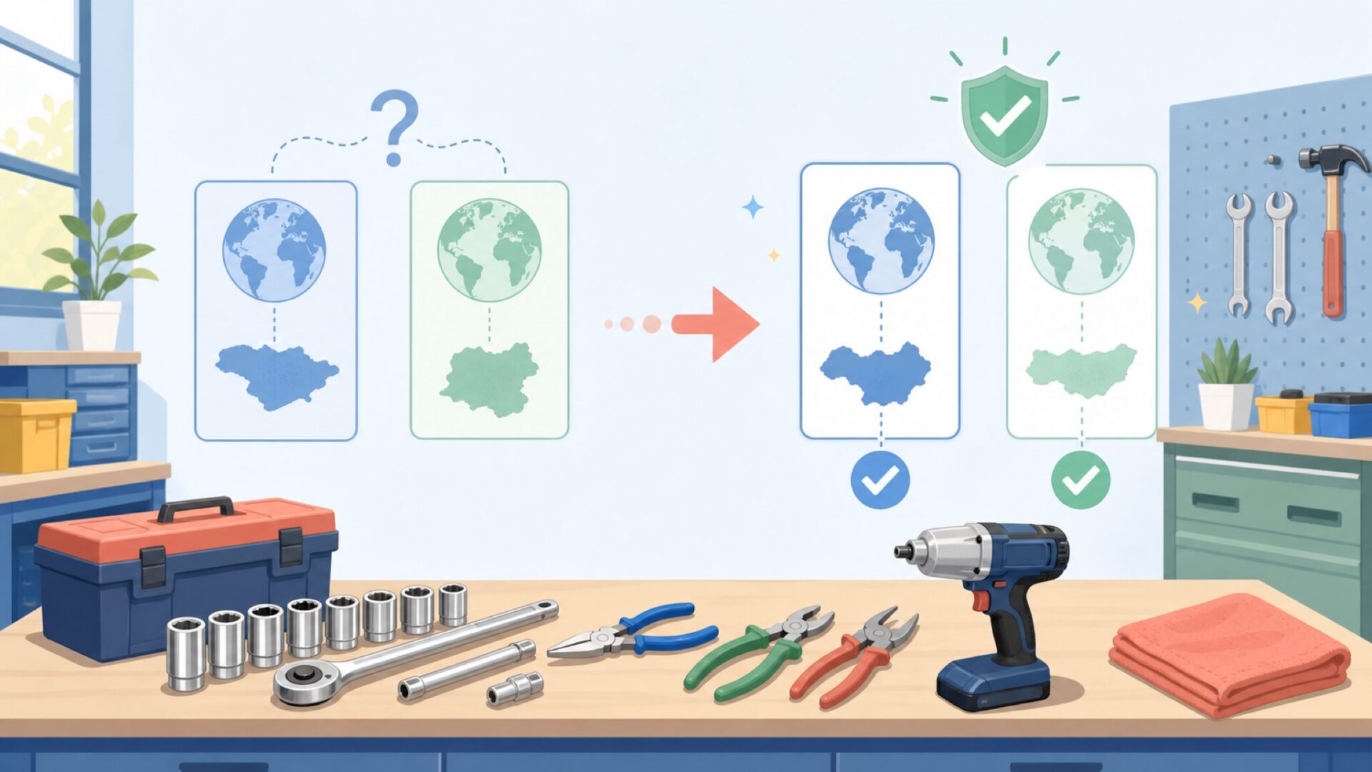 「設計の国」と「製造の国」は別物 — Laser Toolsの作られ方を表すイラスト