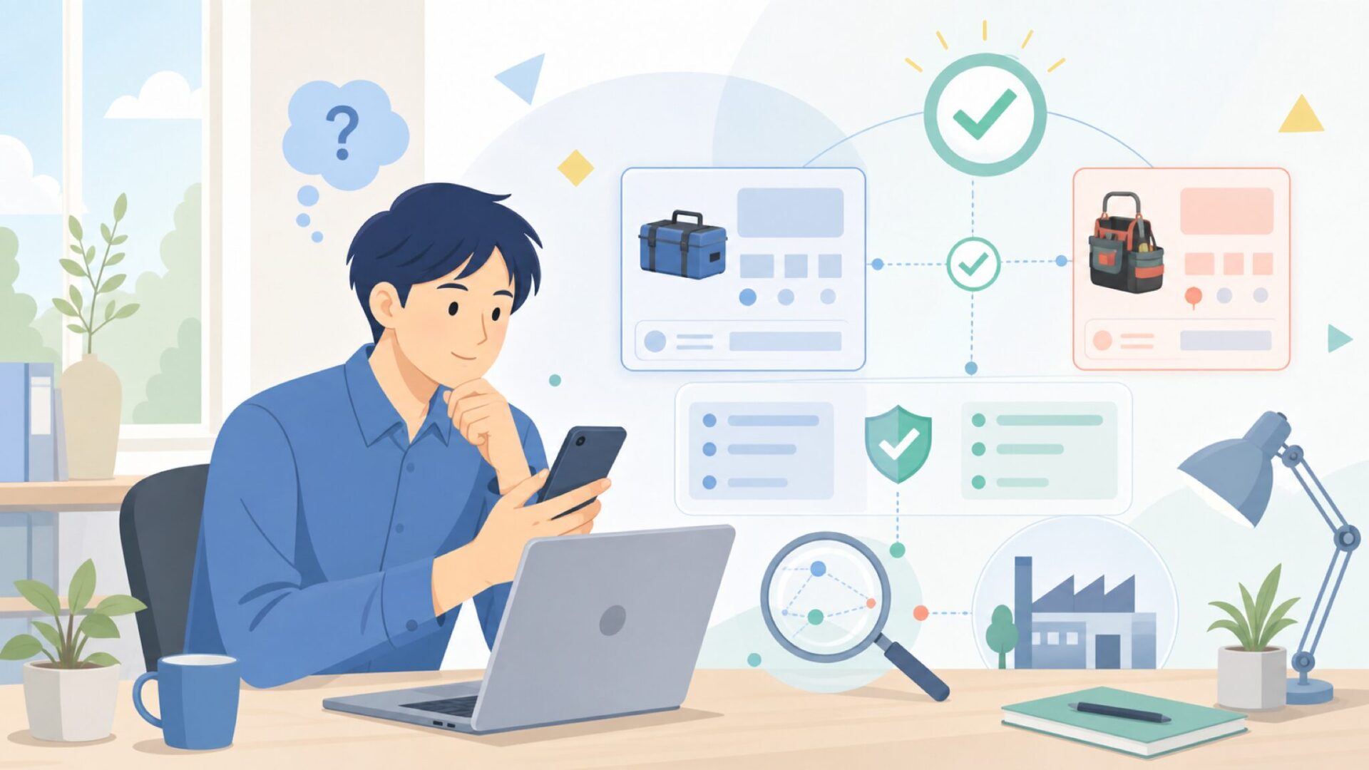 ToughBuiltを作る会社「TOUGHBUILTインダストリーズ」とはを表すイラスト