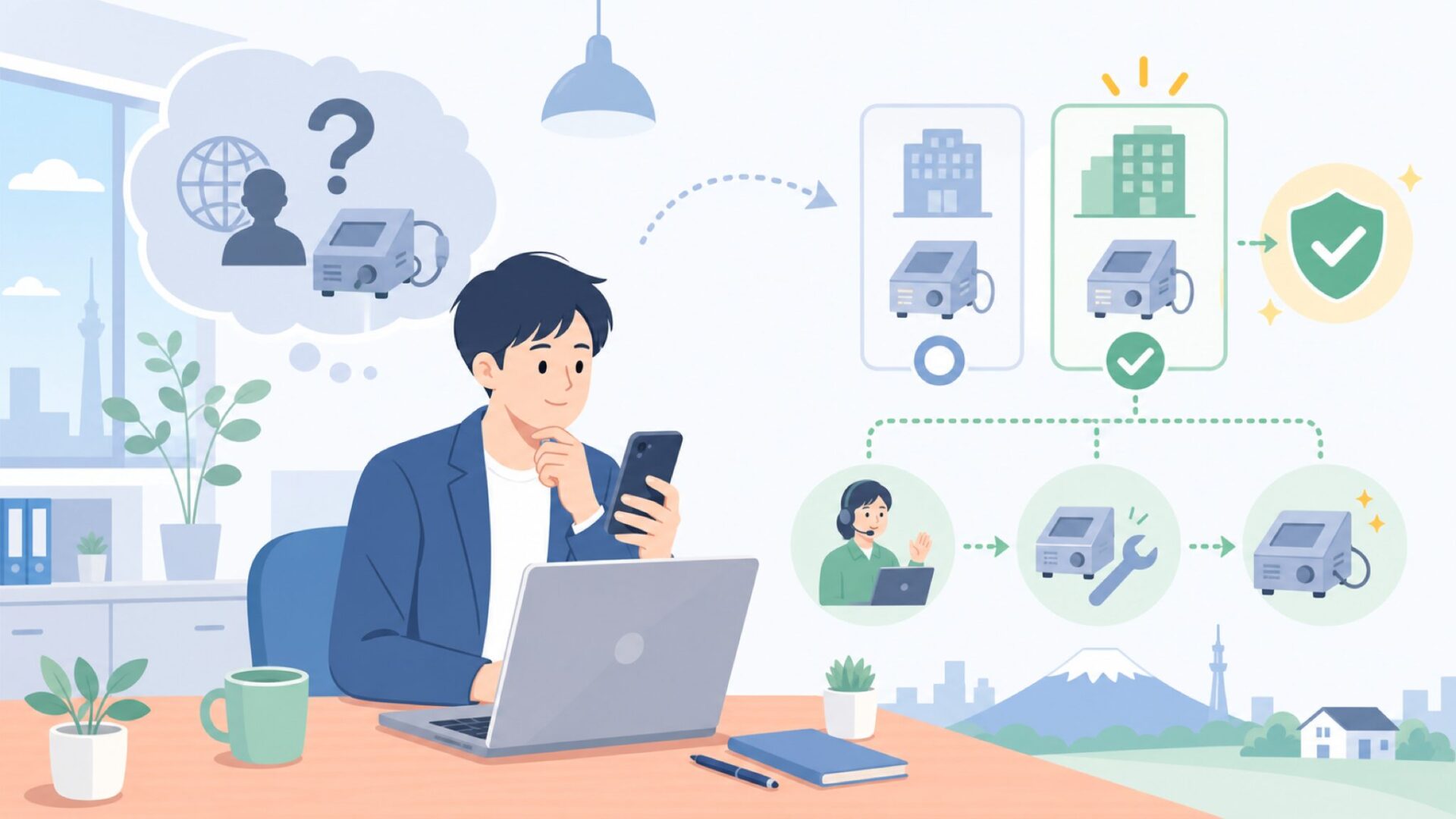 ボッシュ株式会社(日本法人)はある?修理・サポートの受けられ方を表すイラスト