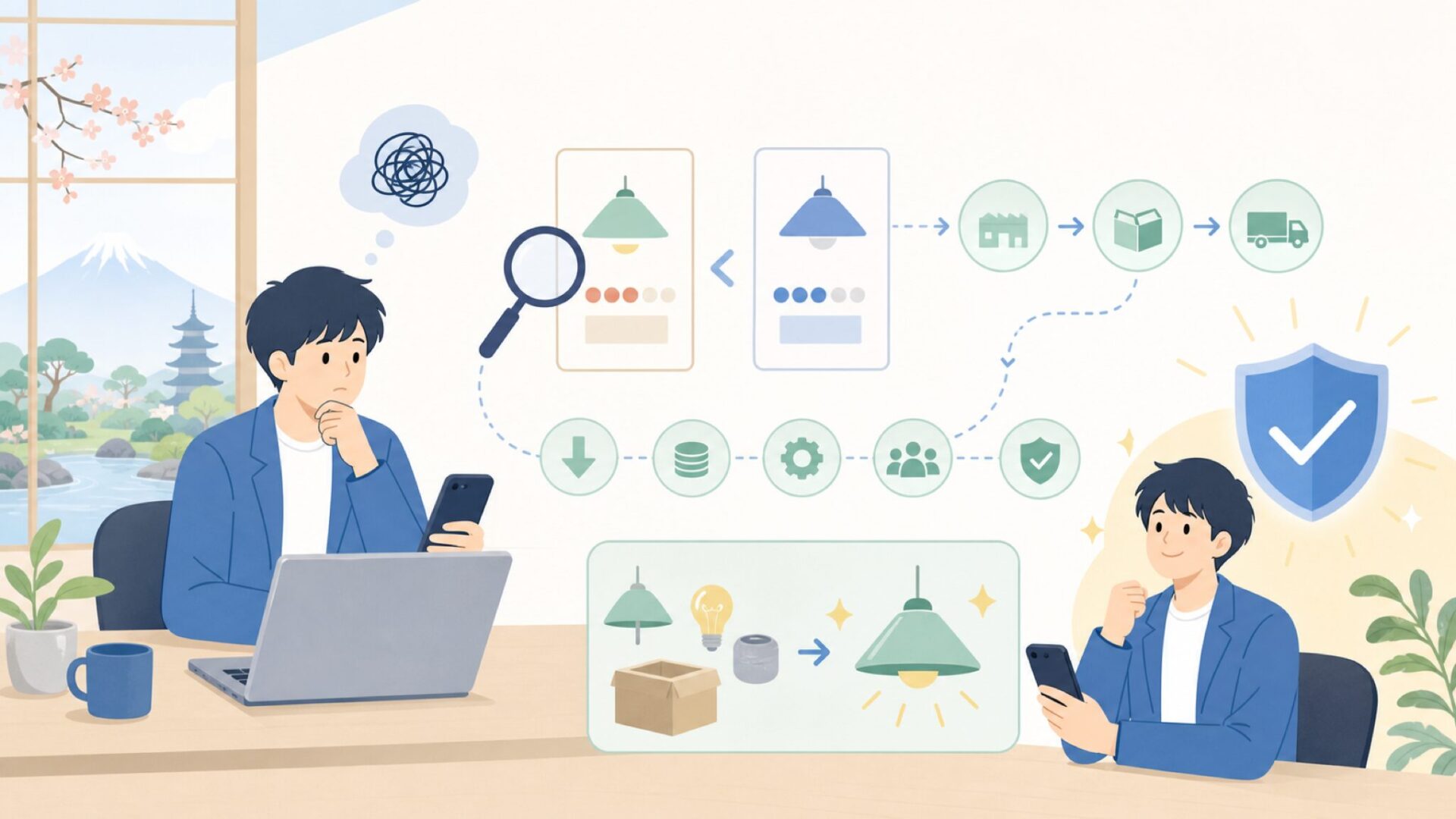 なぜDEKOPROは国産の半額以下で買えるのかを表すイラスト
