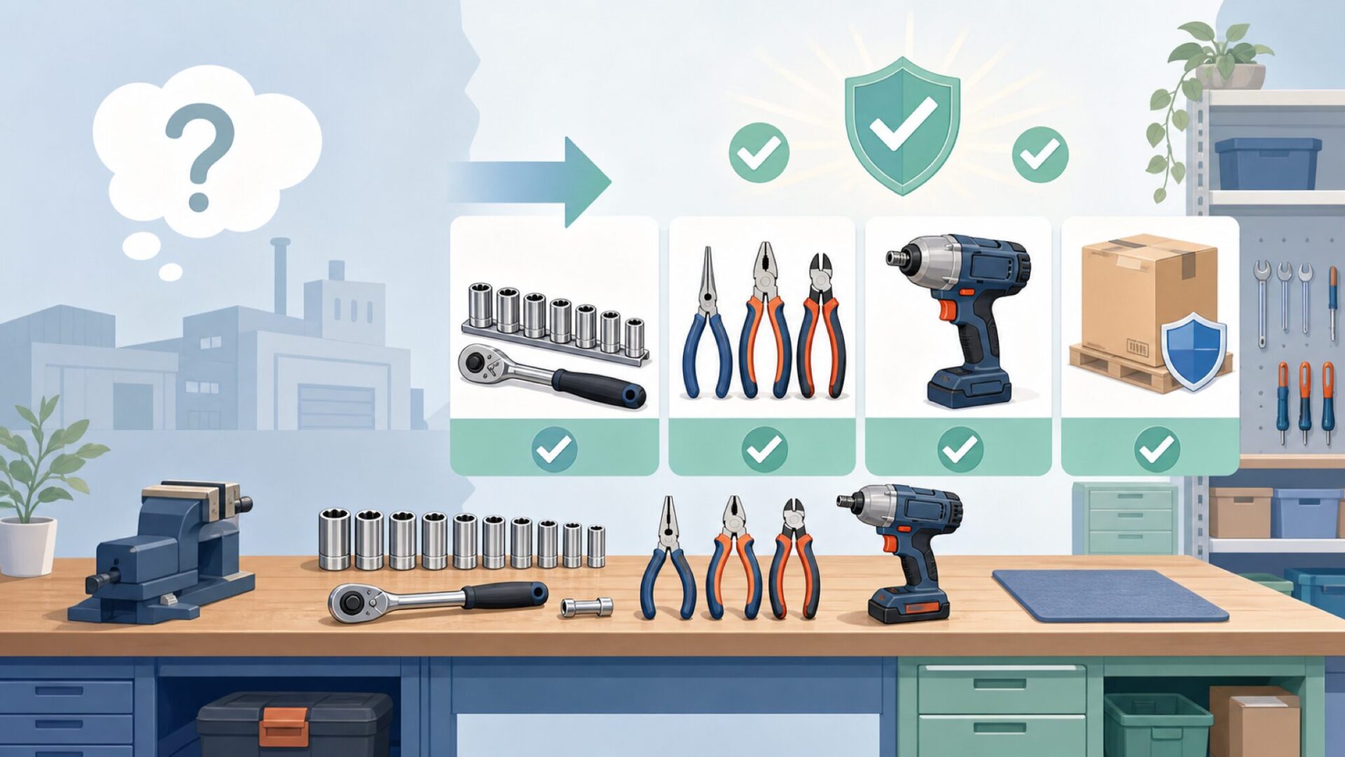 KSEIBIはどんな工具を作る会社？取扱カテゴリと供給力を表すイラスト