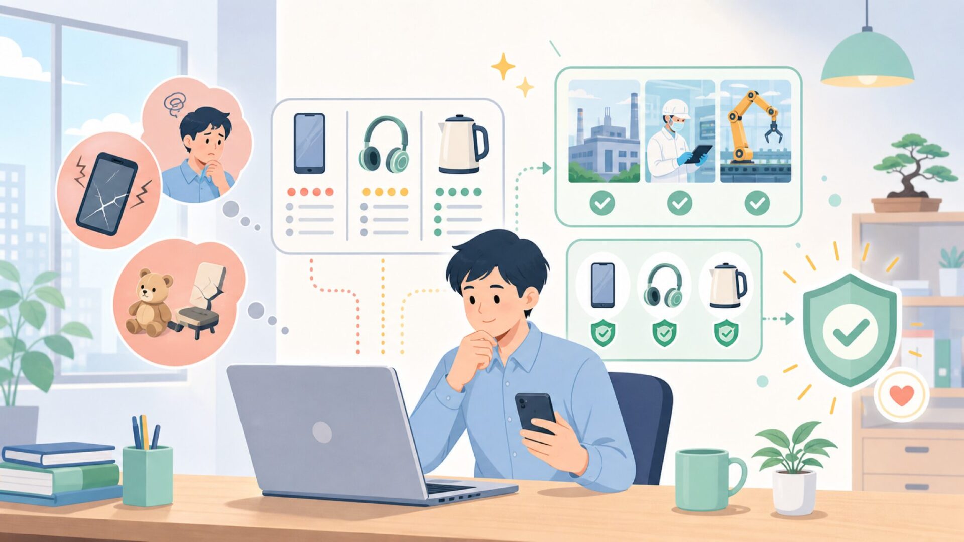 「中国製＝買って大丈夫か」を事実ベースで検証するを表すイラスト