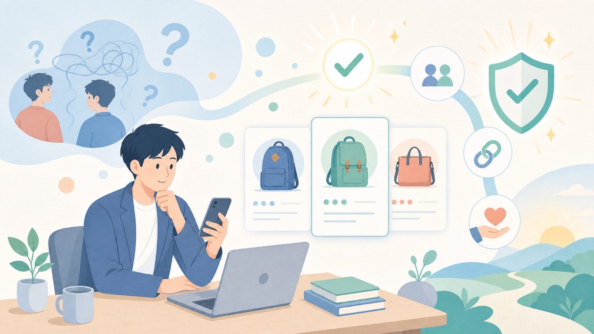ブランド名「Herschel」の意味と創業者兄弟のストーリーを表すイラスト
