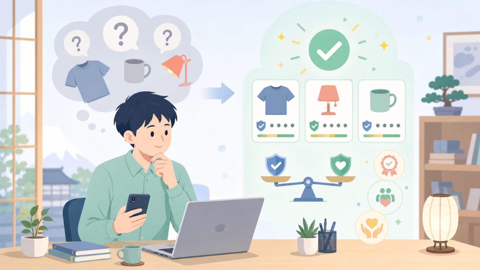 「中国製＝粗悪品」という思い込みを解消しようを表すイラスト