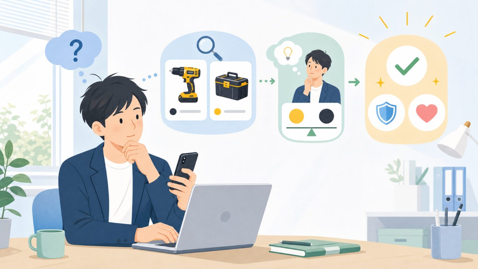 DEWALTの読み方は「デウォルト」——黄色×黒に込められた意味を表すイラスト