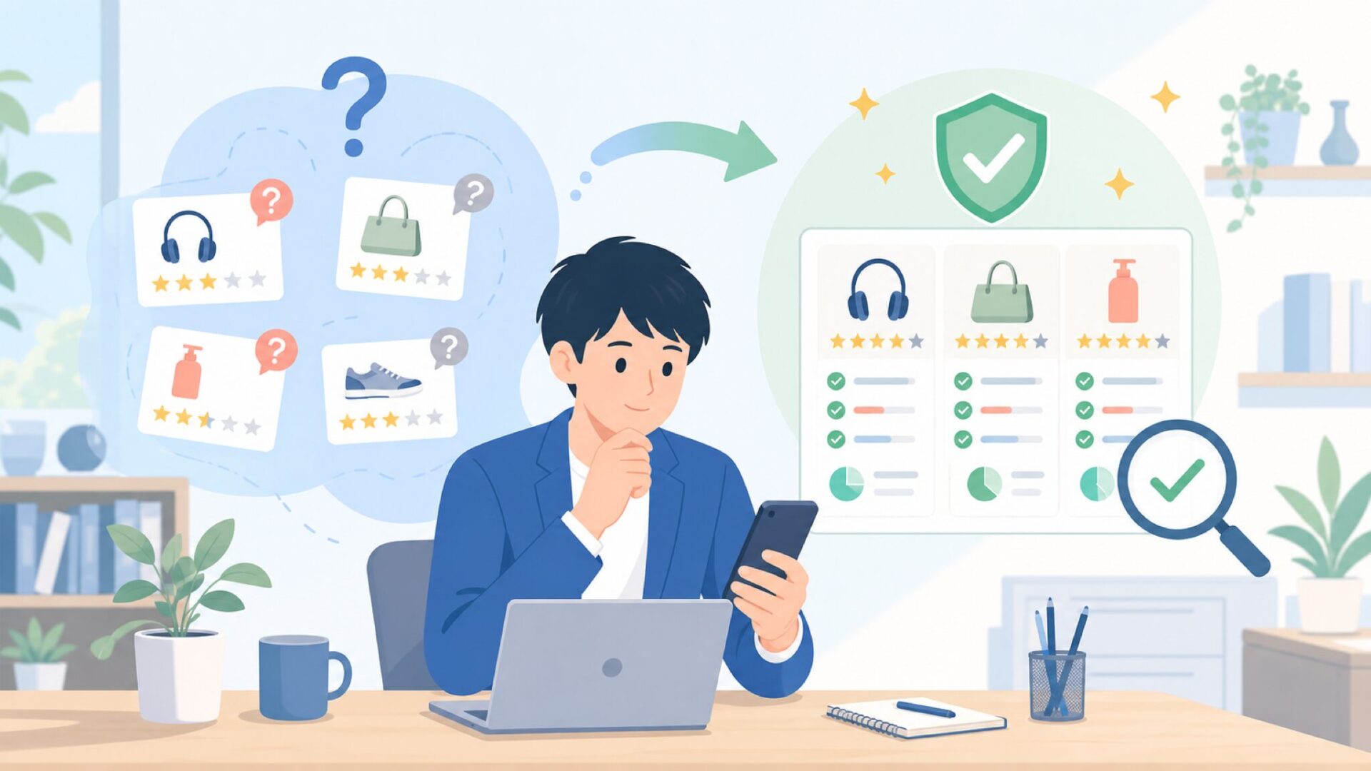 サクラチェッカーで検証——Patancoのレビューは信頼できる？を表すイラスト
