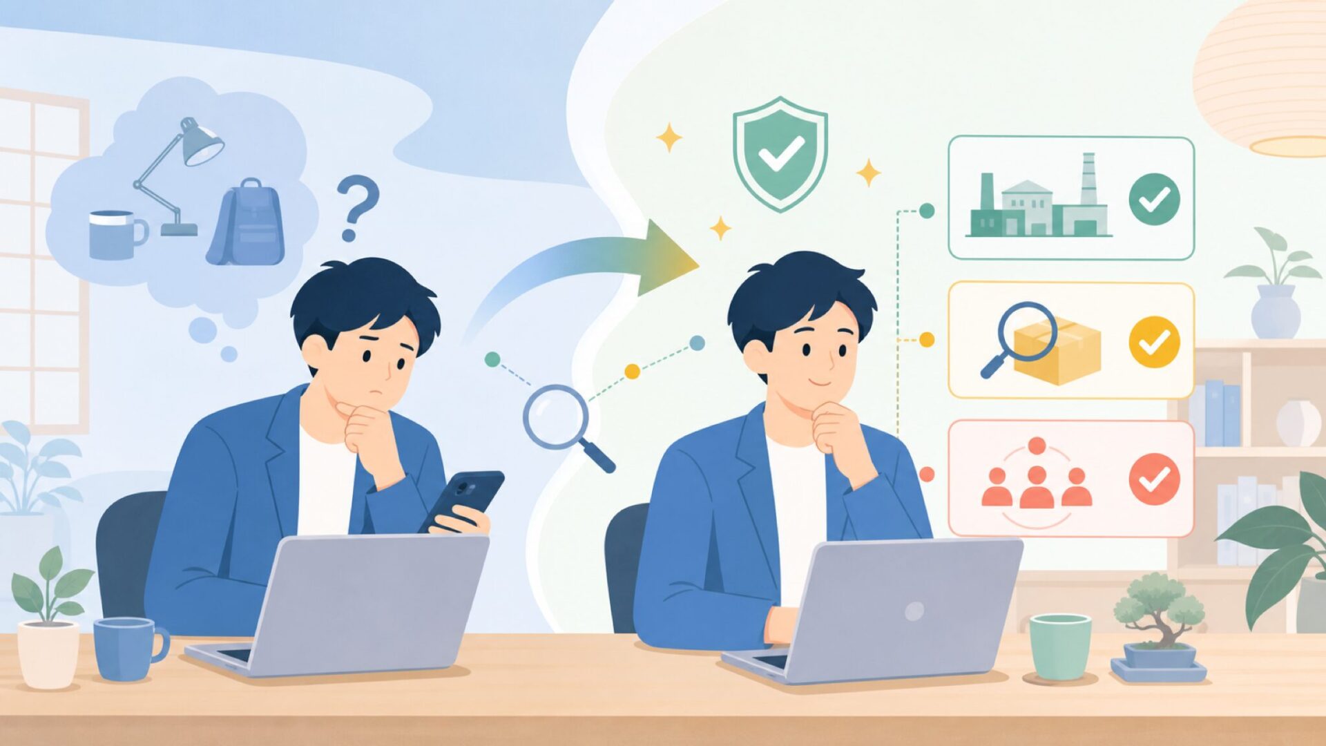 「中国製だから不安」を解消する3つの根拠を表すイラスト