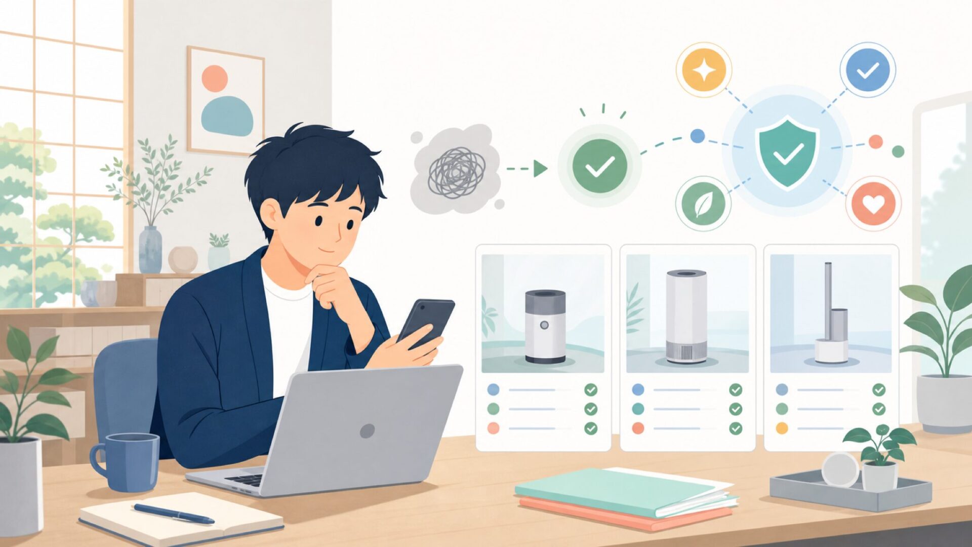 cadoが日本で支持される理由——技術力を分解して見るを表すイラスト