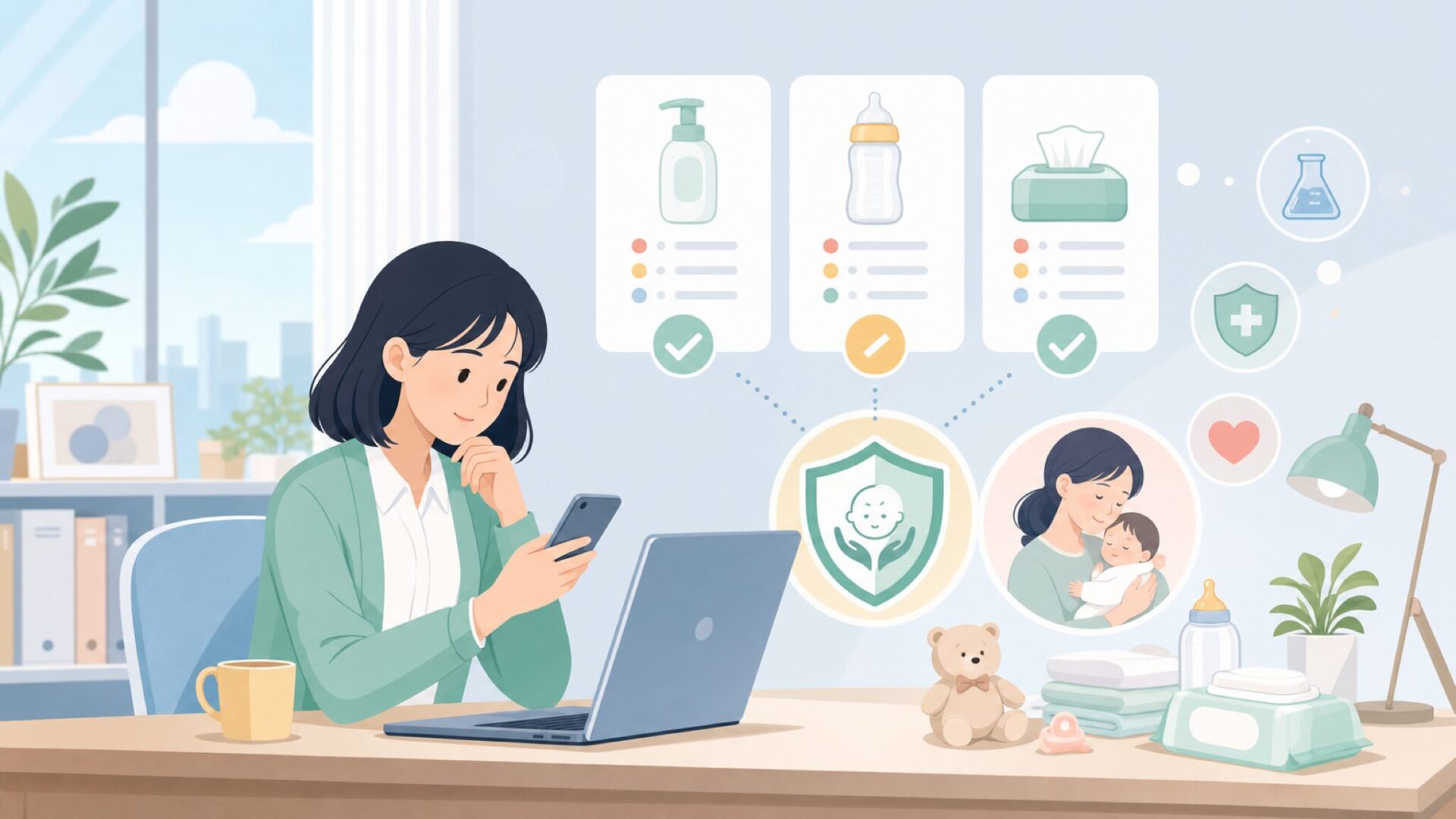 Owletの安全性の根拠──医療グレードが守る赤ちゃんの命を表すイラスト