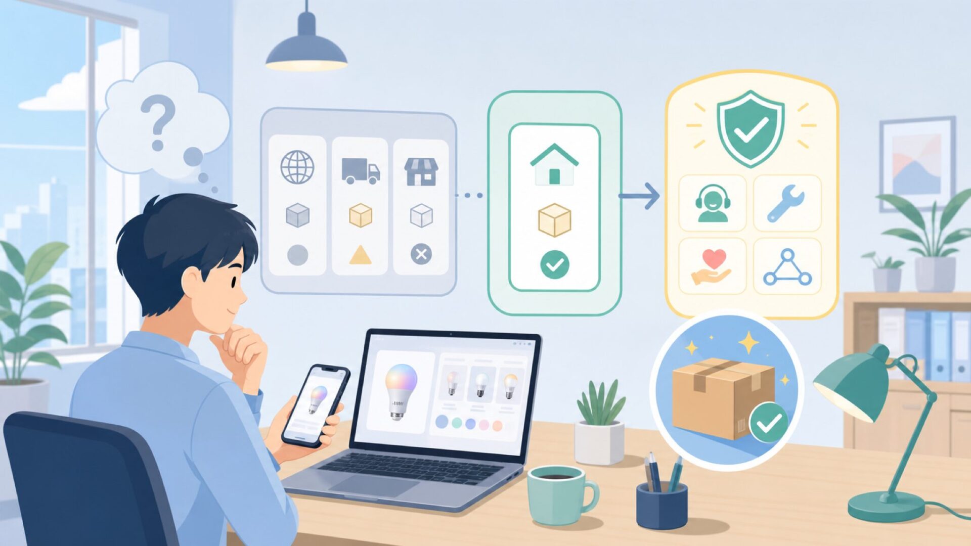 日本でLIFXは正規に買える？流通とサポートの実情を表すイラスト
