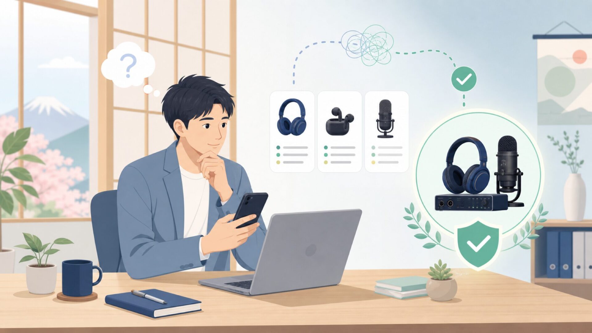 英国ブランドFocusriteが信頼される理由を表すイラスト