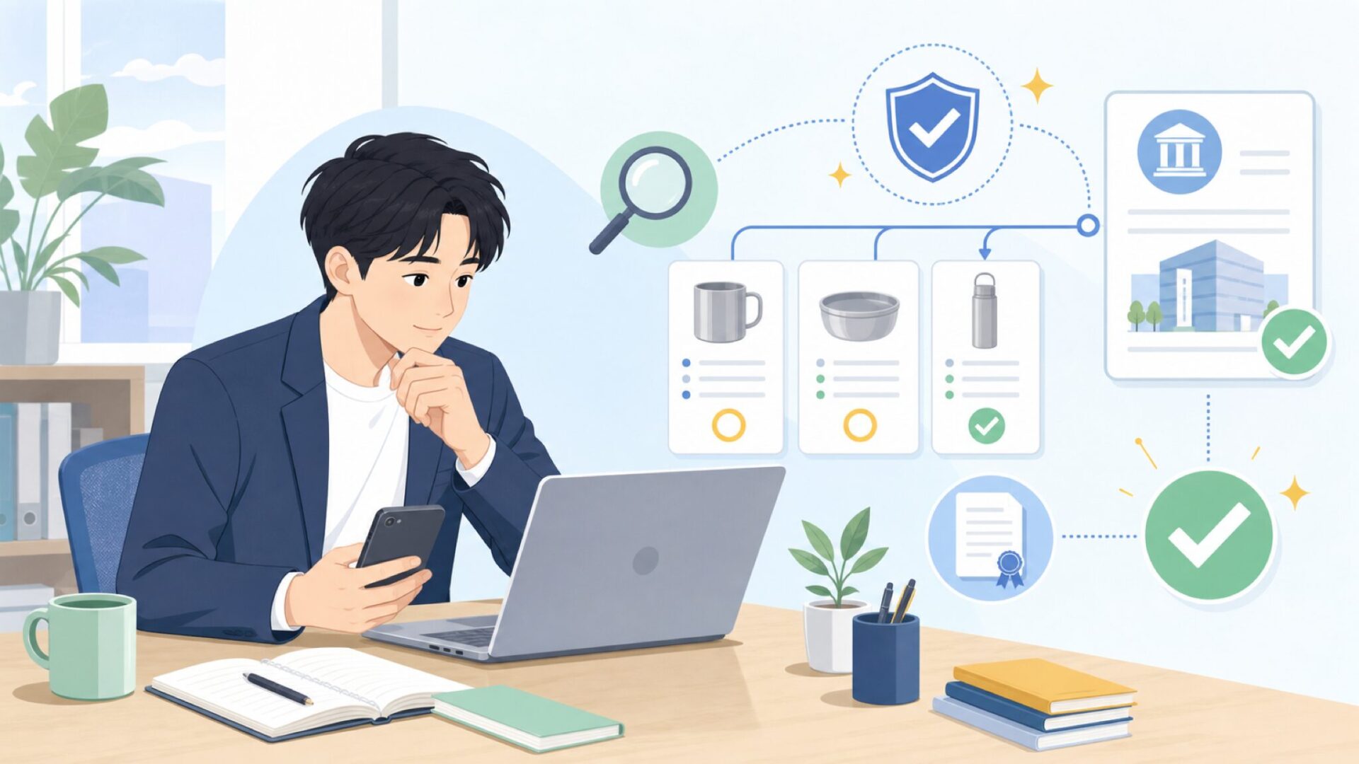 製造元「佛山KEITH Titanium社」を一次情報で確認するを表すイラスト