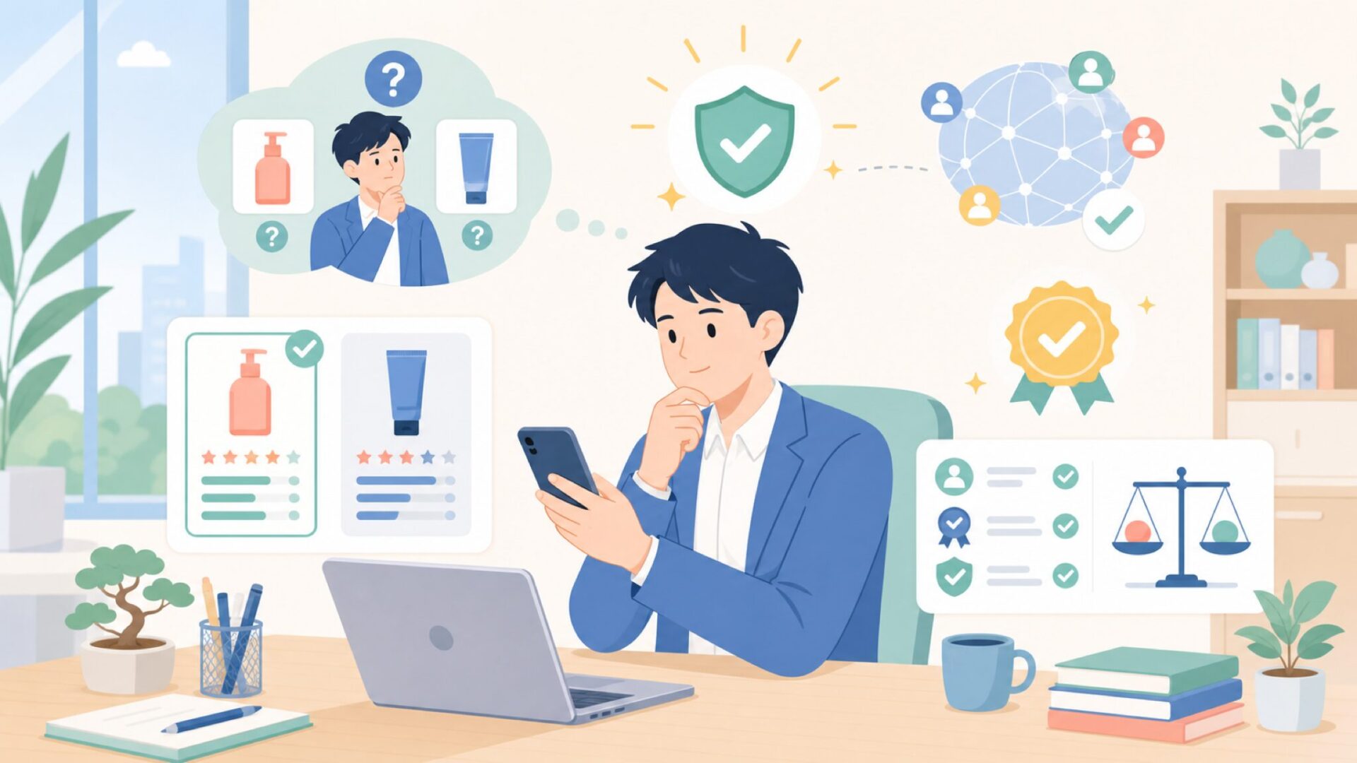 このブランドは本当に信頼できる？プロ仕様の根拠と世界的評価を表すイラスト