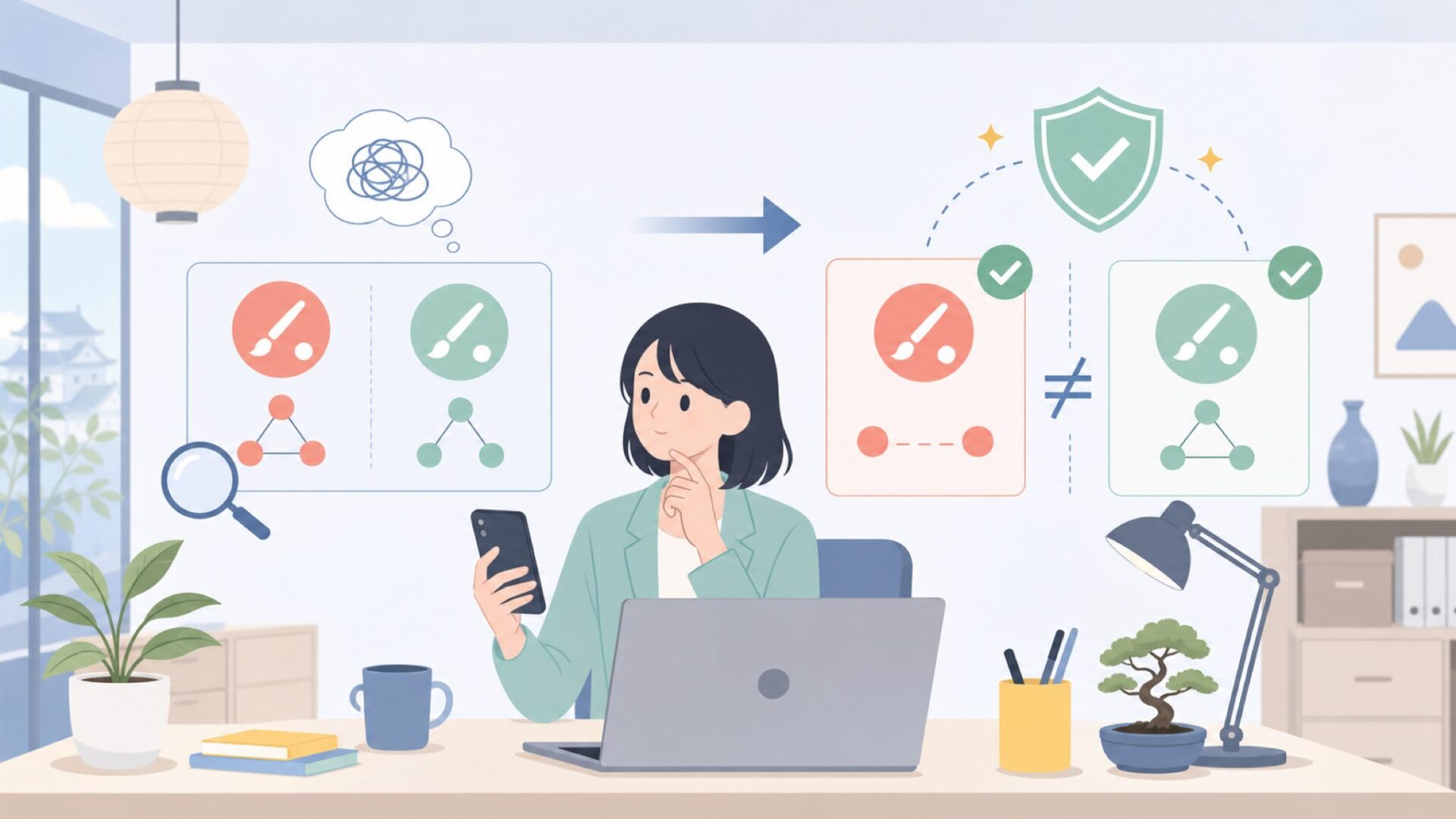 「SES Creative」と「Creative」はまったくの別会社を表すイラスト