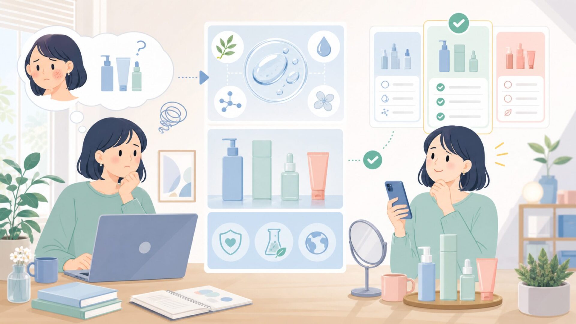 BYOMAが信頼できると感じる理由——成分と設計の透明性を表すイラスト