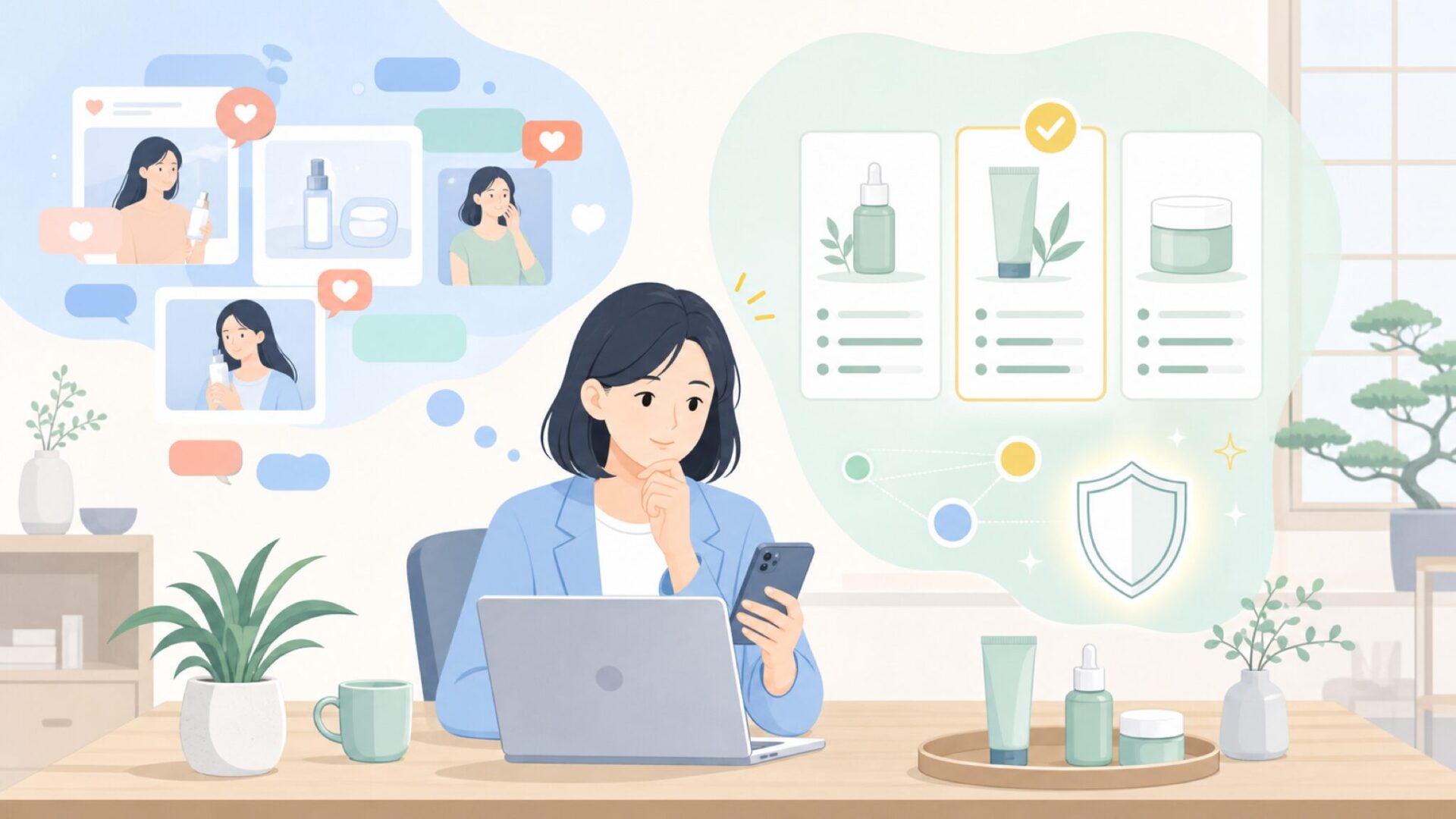 SNSで急拡大した理由——センテララインが選ばれる3つの根拠を表すイラスト