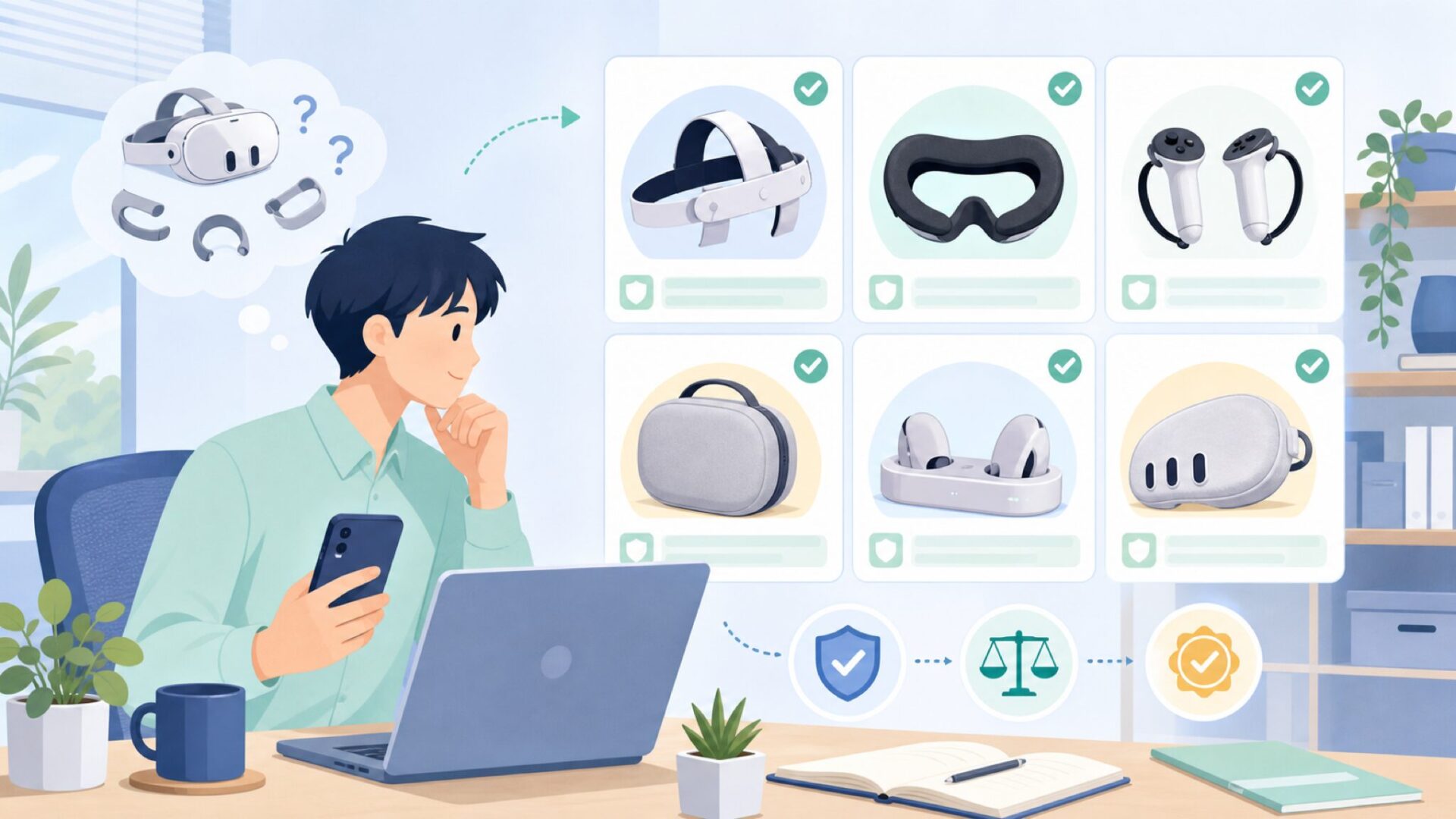 Meta Quest3専用アクセサリーのラインナップと実力を表すイラスト