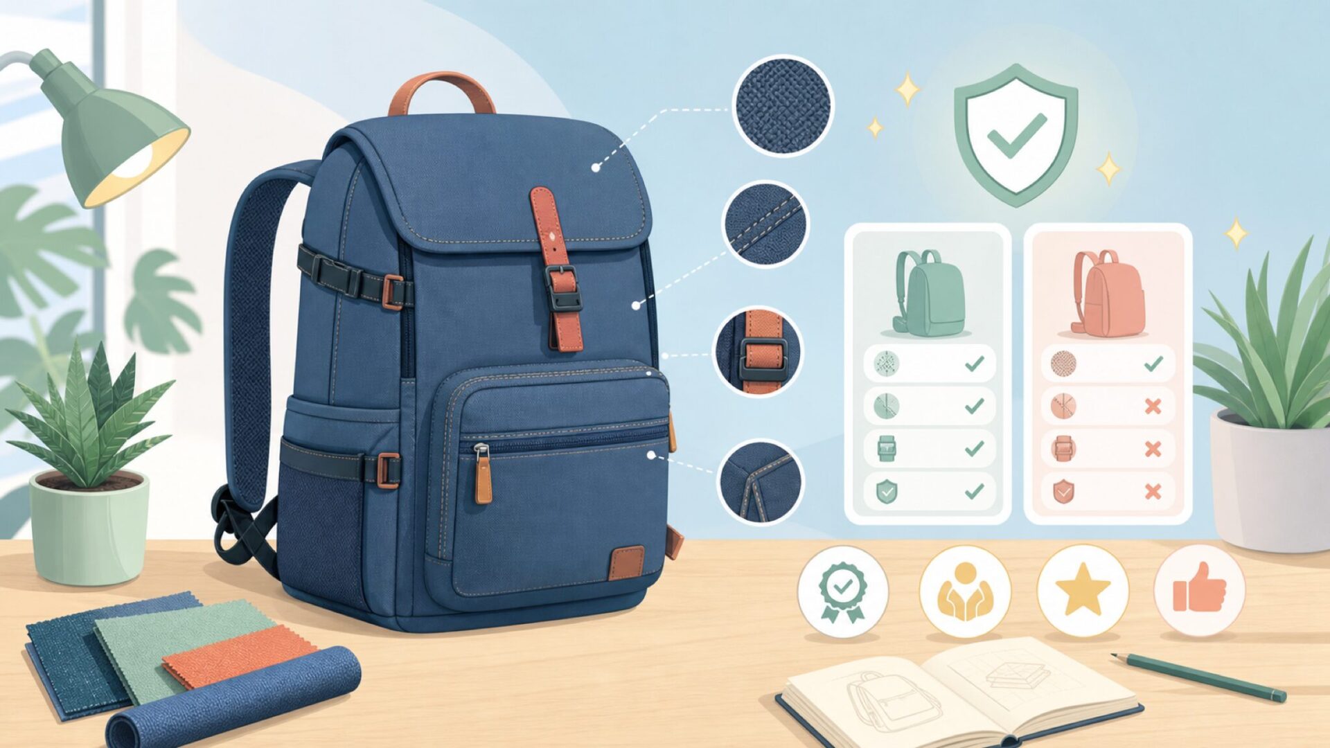 Mission Workshopが高くても選ばれる理由：素材と製法を表すイラスト