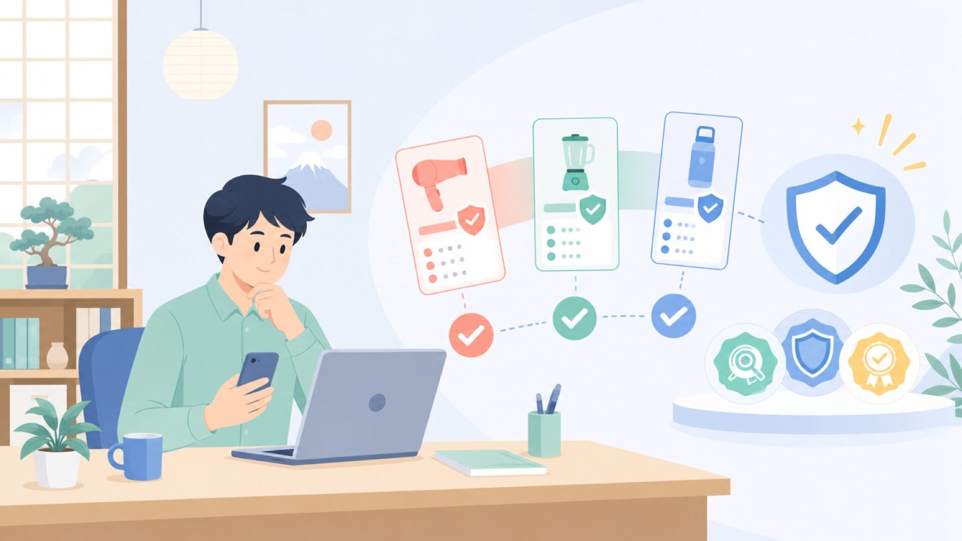 「中国製だから不安」を解消する3つの安全基準を表すイラスト