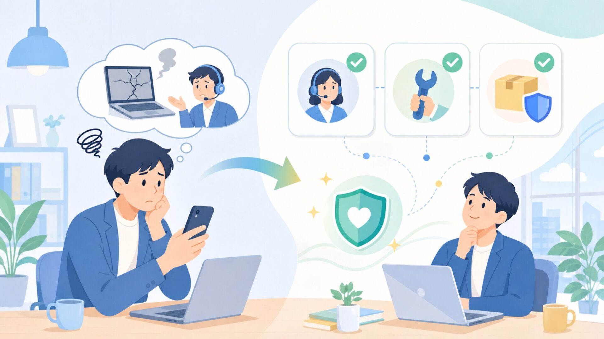 日本でのサポート体制は実際どうなのかを表すイラスト