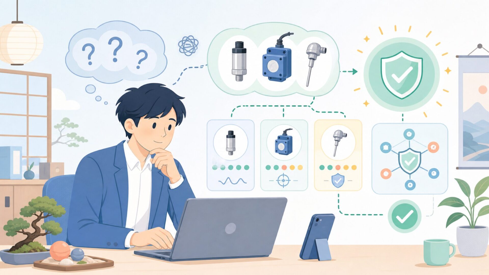 Protmexの信頼性はセンサーで決まる、精度の見極め方を表すイラスト