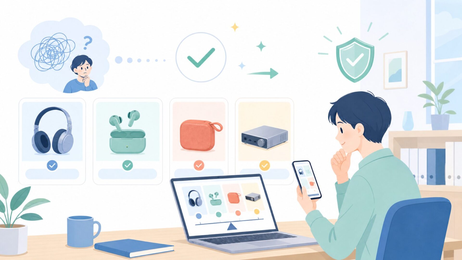 Clarity Audioの製品ラインナップと音の特徴を表すイラスト
