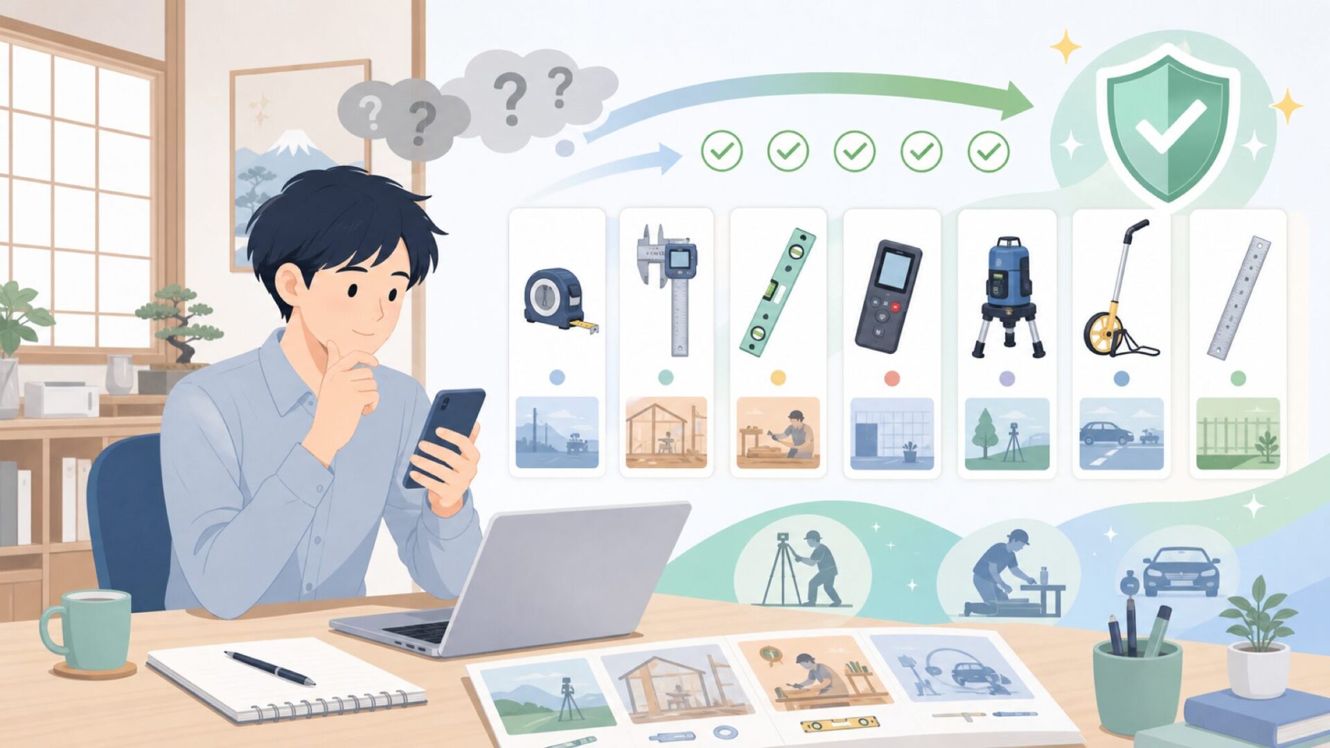 製品ラインナップの幅広さが信頼の裏づけを表すイラスト